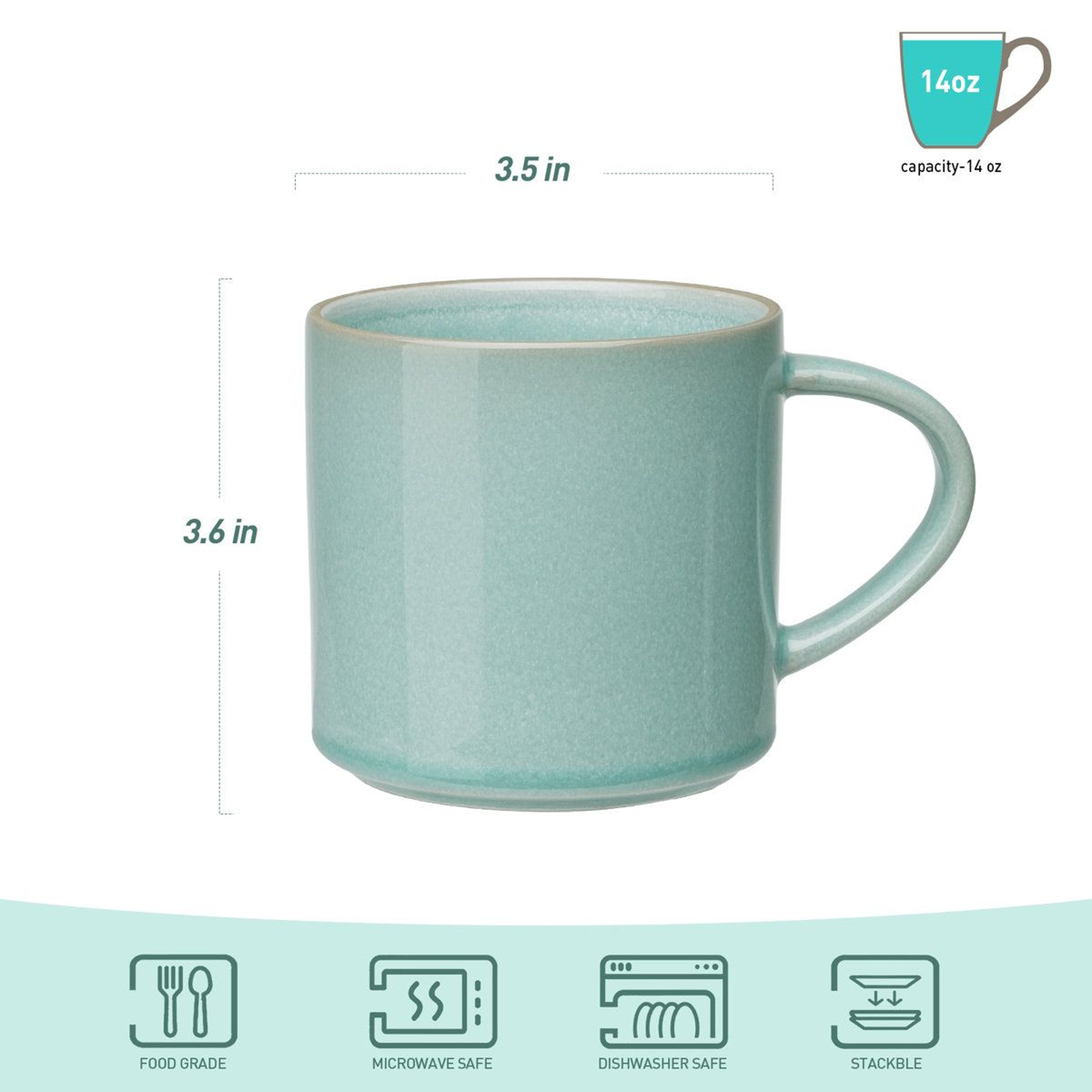 Artisan 14 Oz Stoneware Coffee Mug Set Of 4 With Reactive Glaze 4