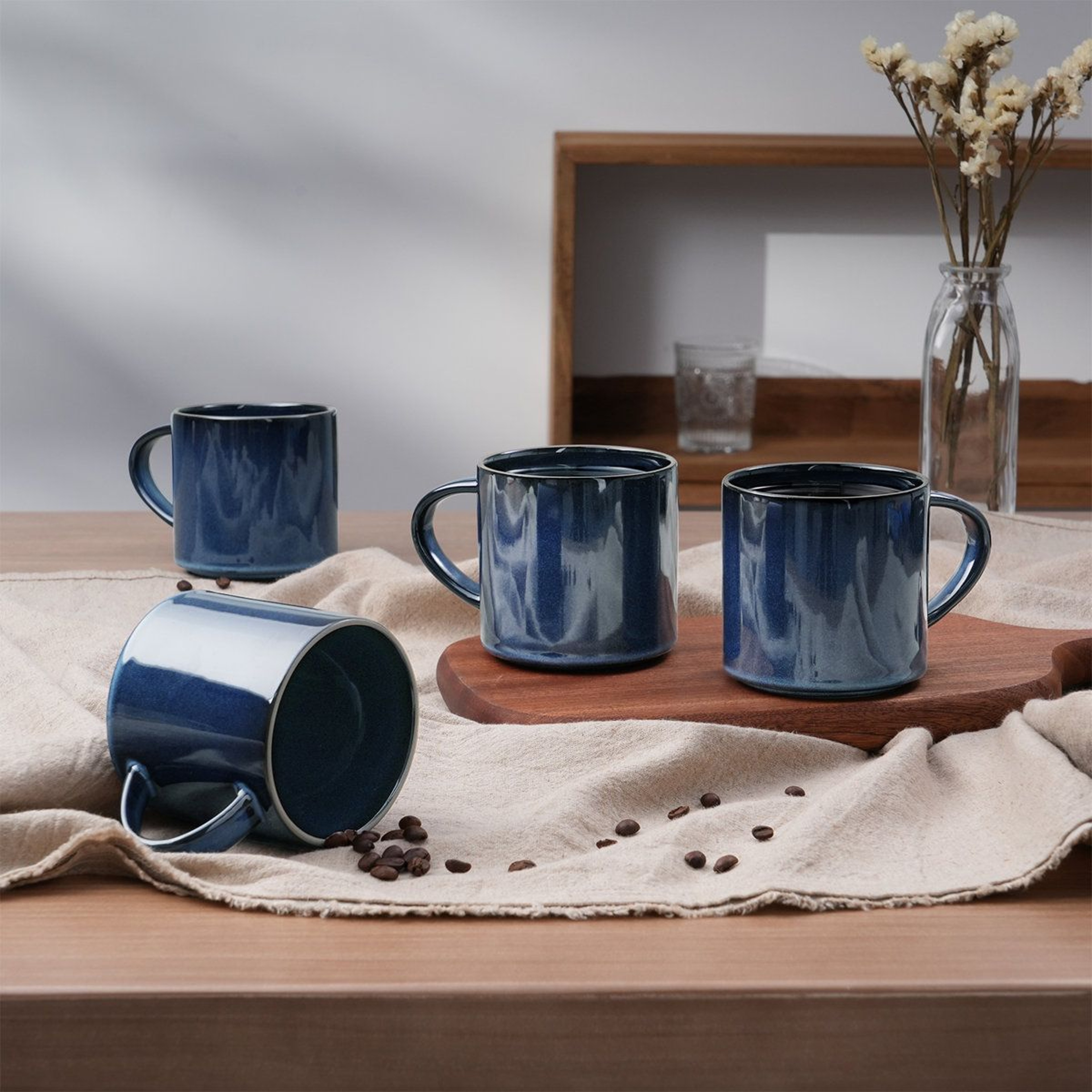 Artisan 14 Oz Stoneware Coffee Mug Set Of 4 With Reactive Glaze 16