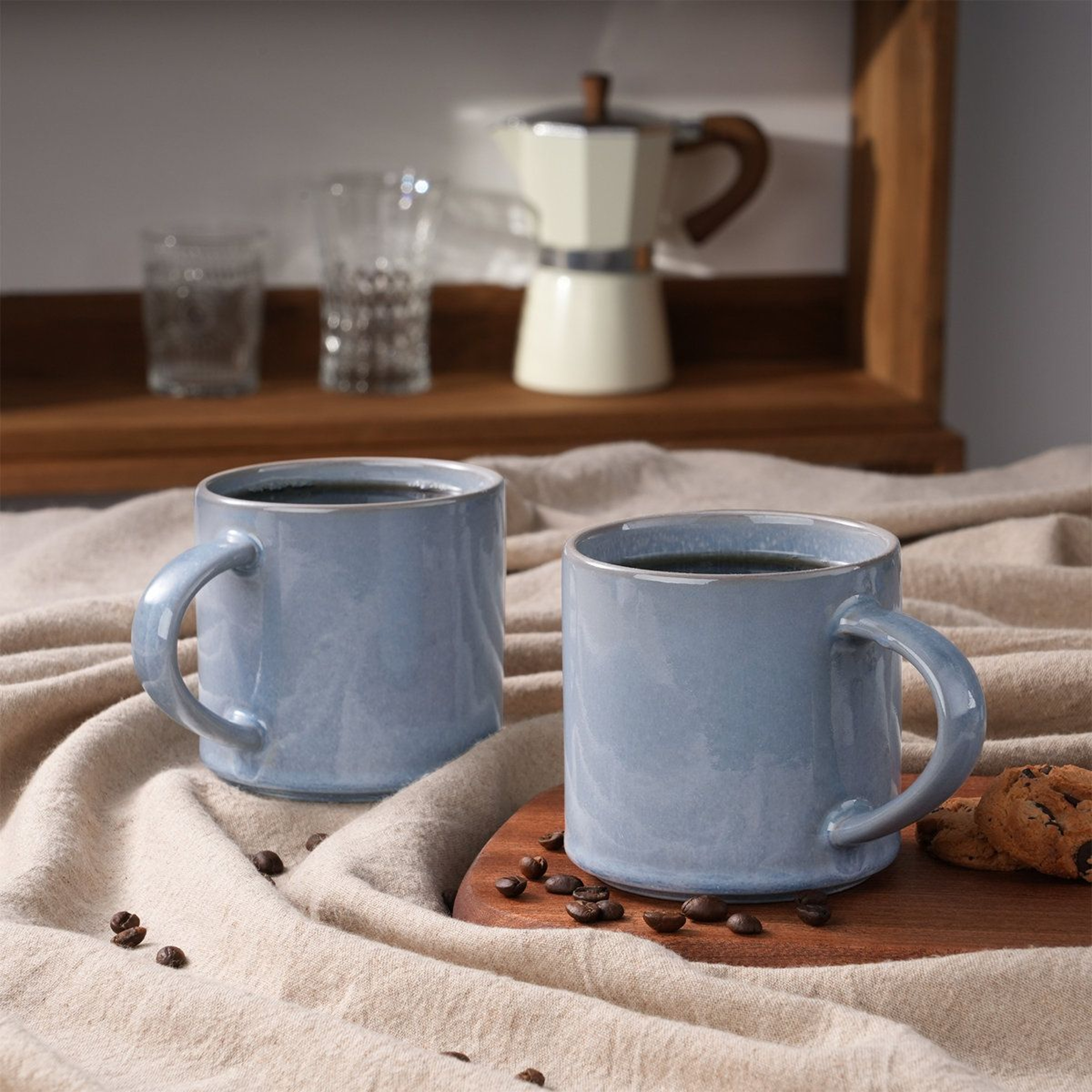 Artisan 14 Oz Stoneware Coffee Mug Set Of 4 With Reactive Glaze 17