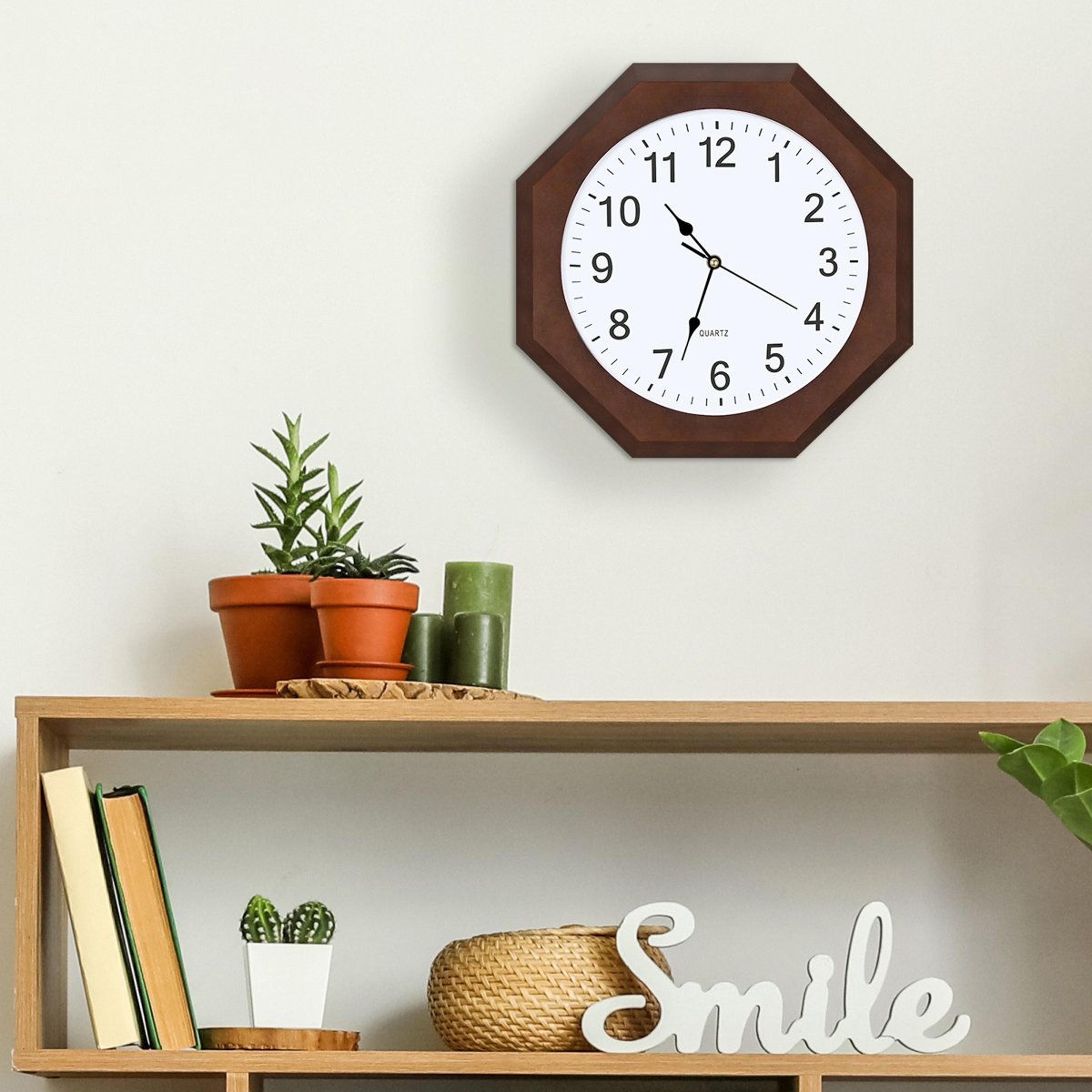 Gloyd Octagonal Mahogany Wall Clock With Quiet Quartz Movement 4
