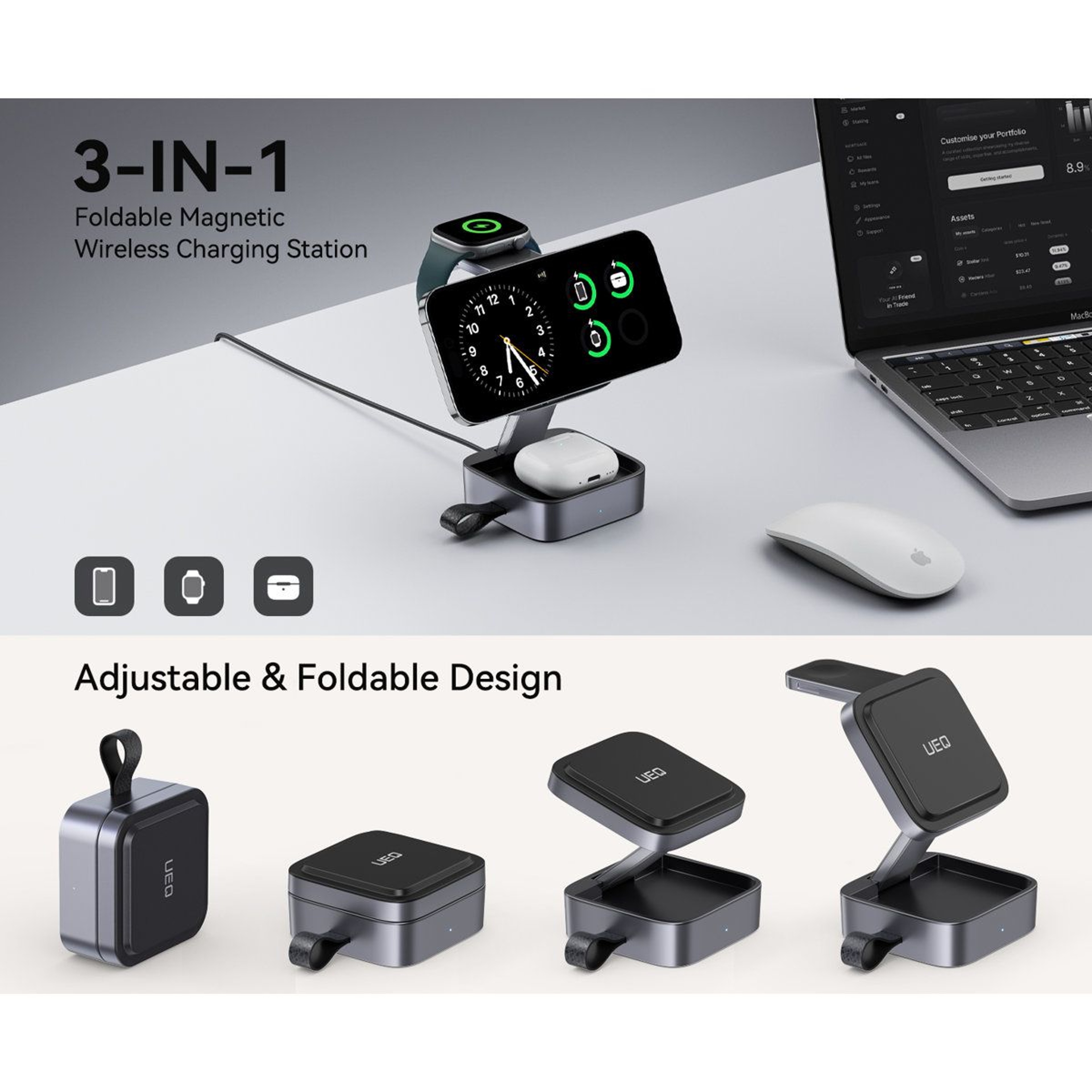 Waloo 3in1 Wireless Charging Station For IPhone Apple Watch And AirPods 1