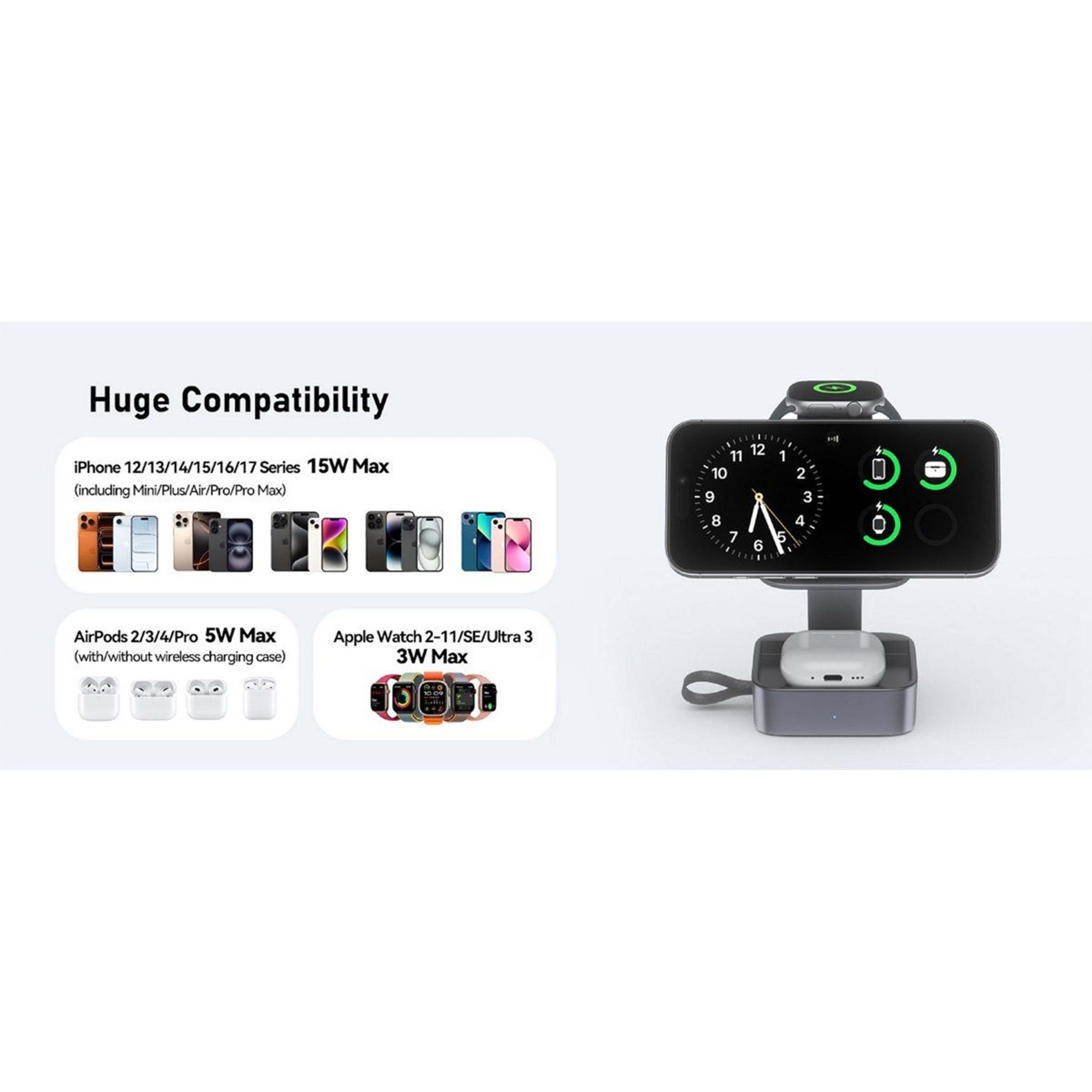 Waloo 3in1 Wireless Charging Station For IPhone Apple Watch And AirPods 4