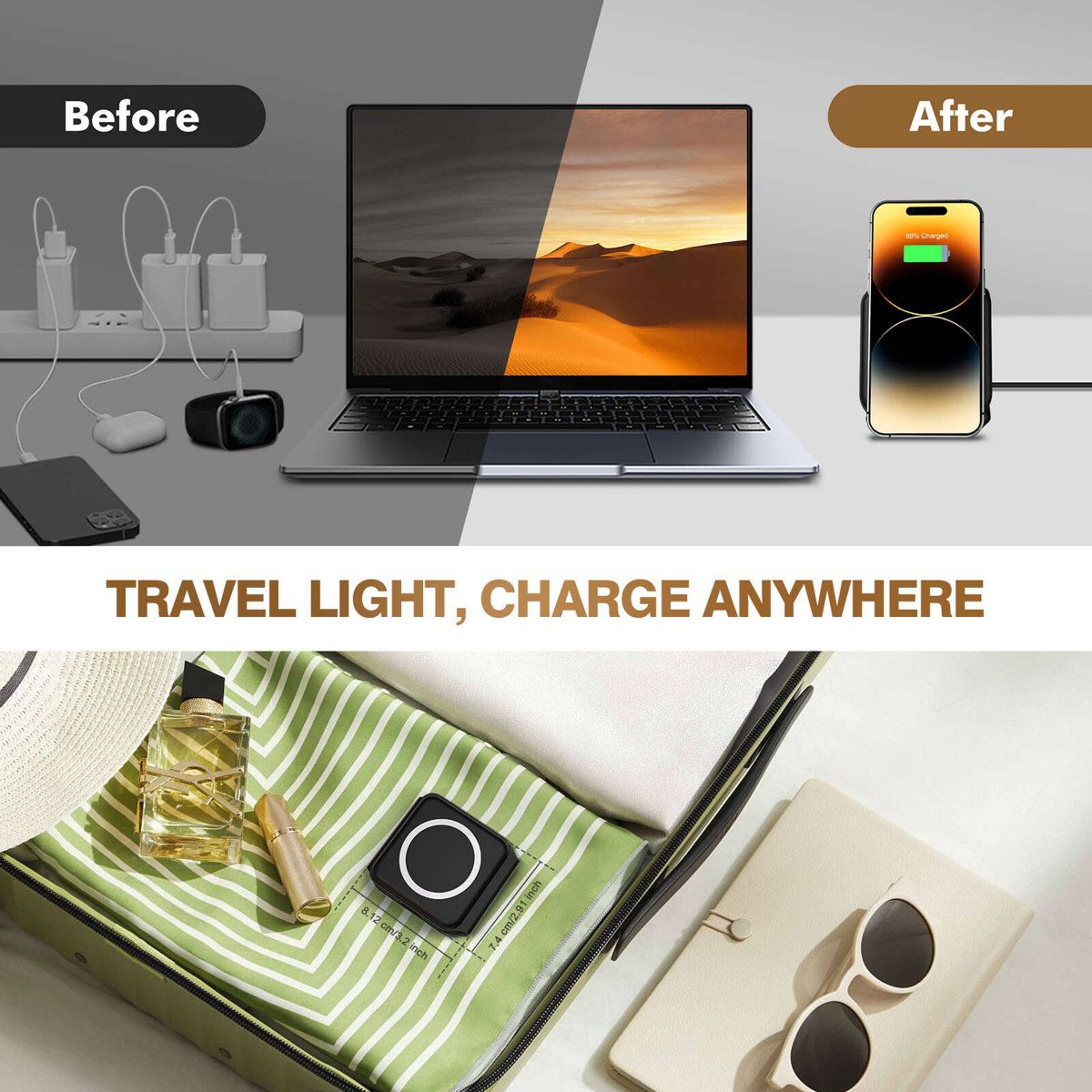 Waloo 3 In 1 Wireless Charger Foldable Charging Station For IPhone Apple Watch And AirPods 7