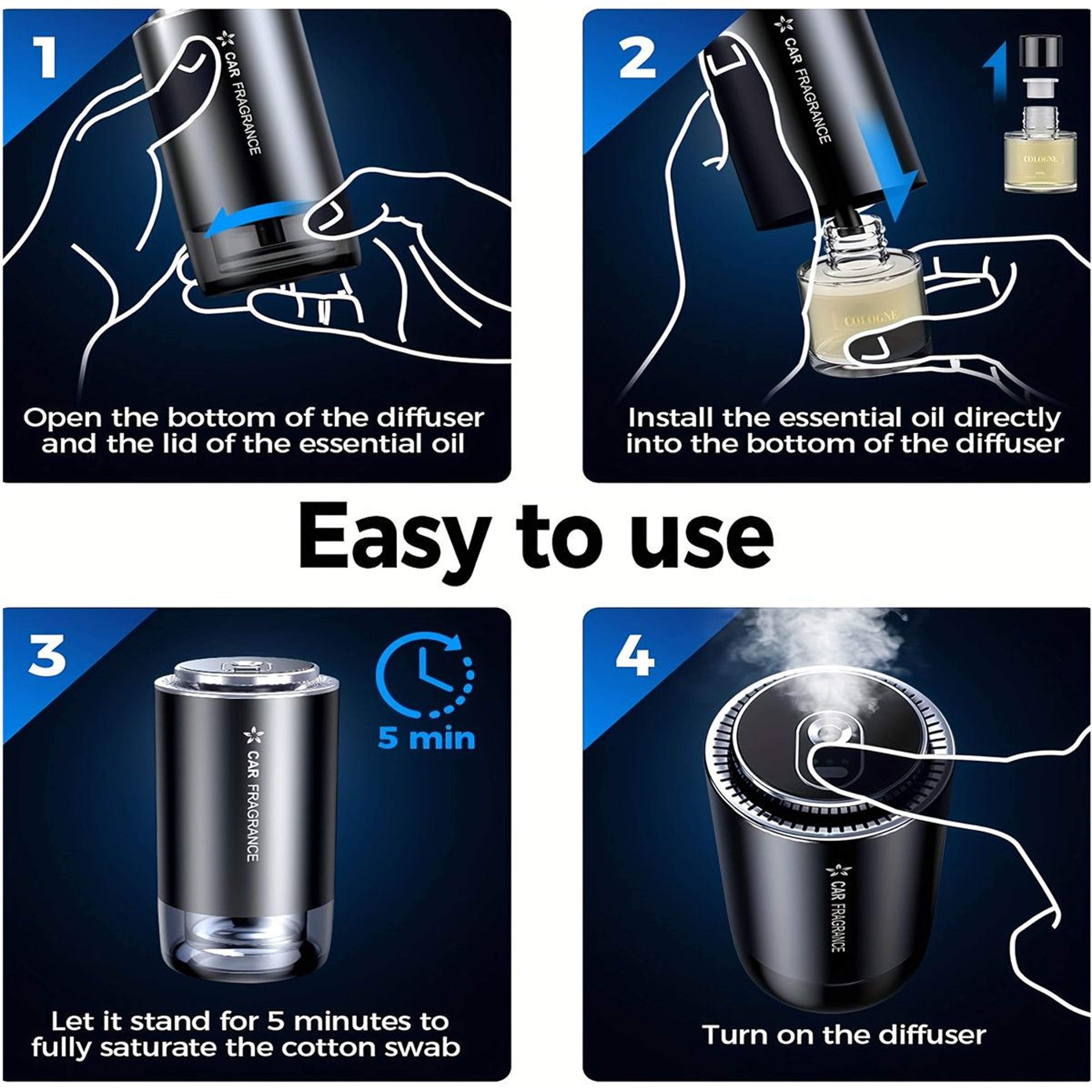Smart Car Air Freshener Pro Essential Oil Diffuser With Auto On Off And 3 Scent Levels 4