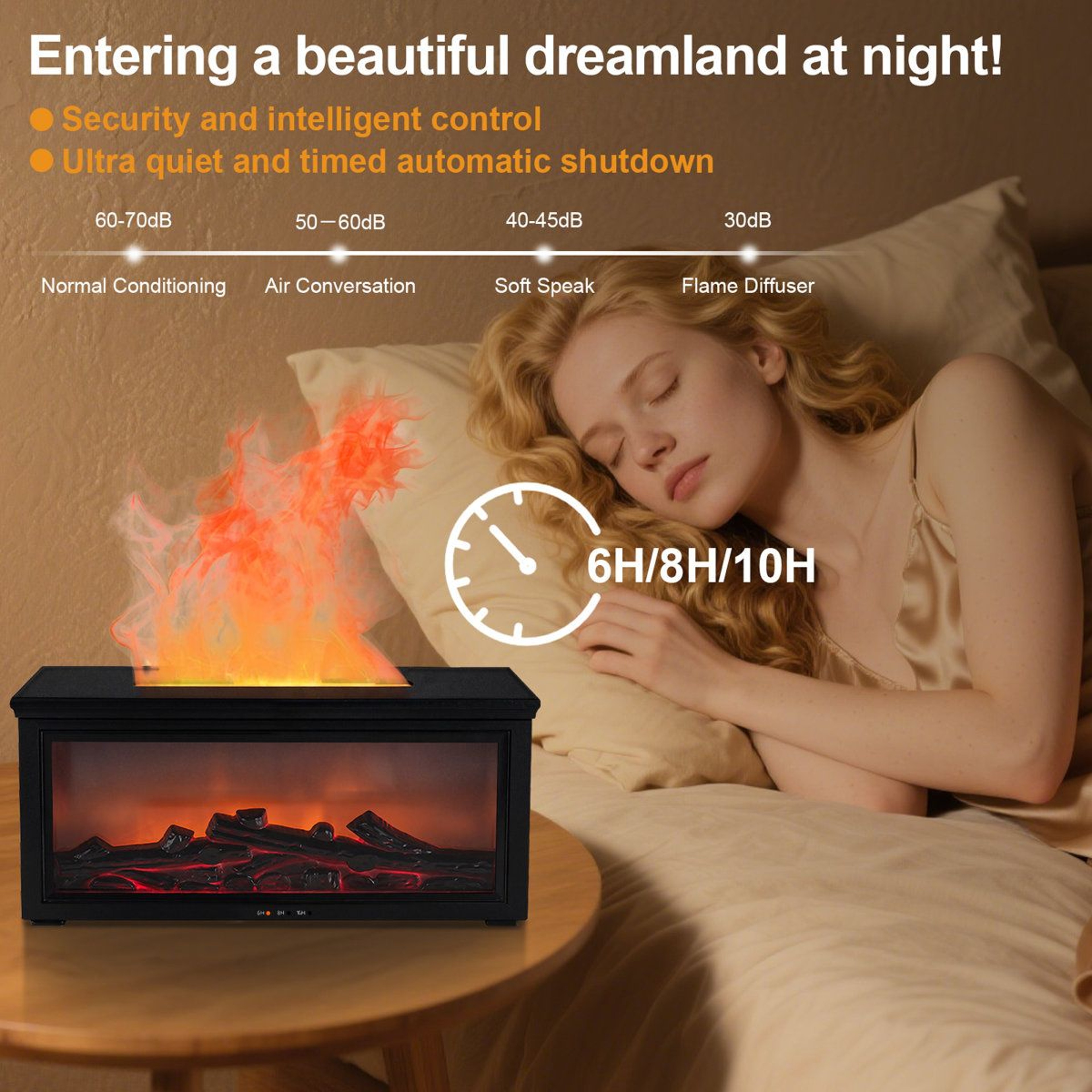 280ml Fireplace Humidifier And Essential Oil Diffuser With 7 Color Light 10