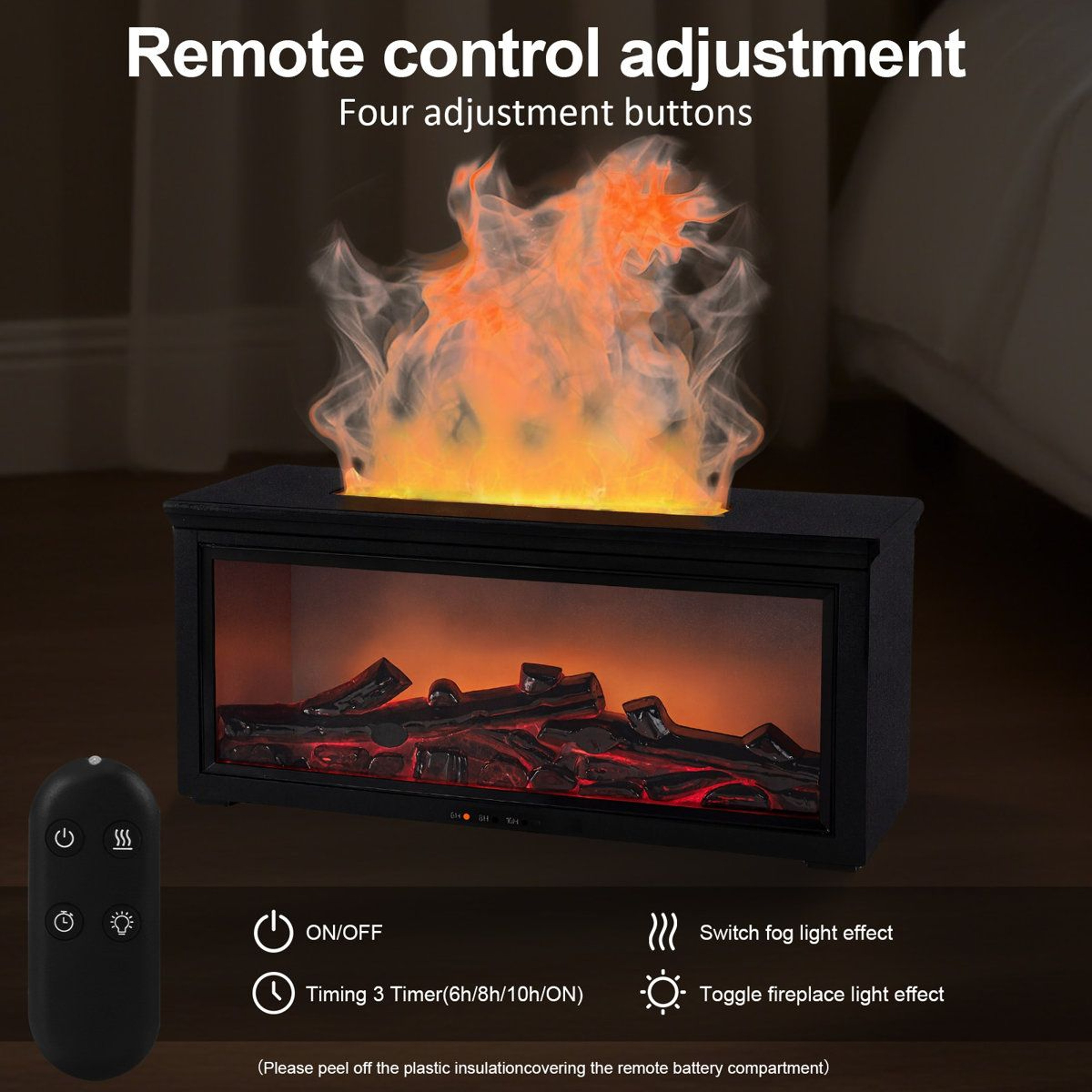 280ml Fireplace Humidifier And Essential Oil Diffuser With 7 Color Light 11