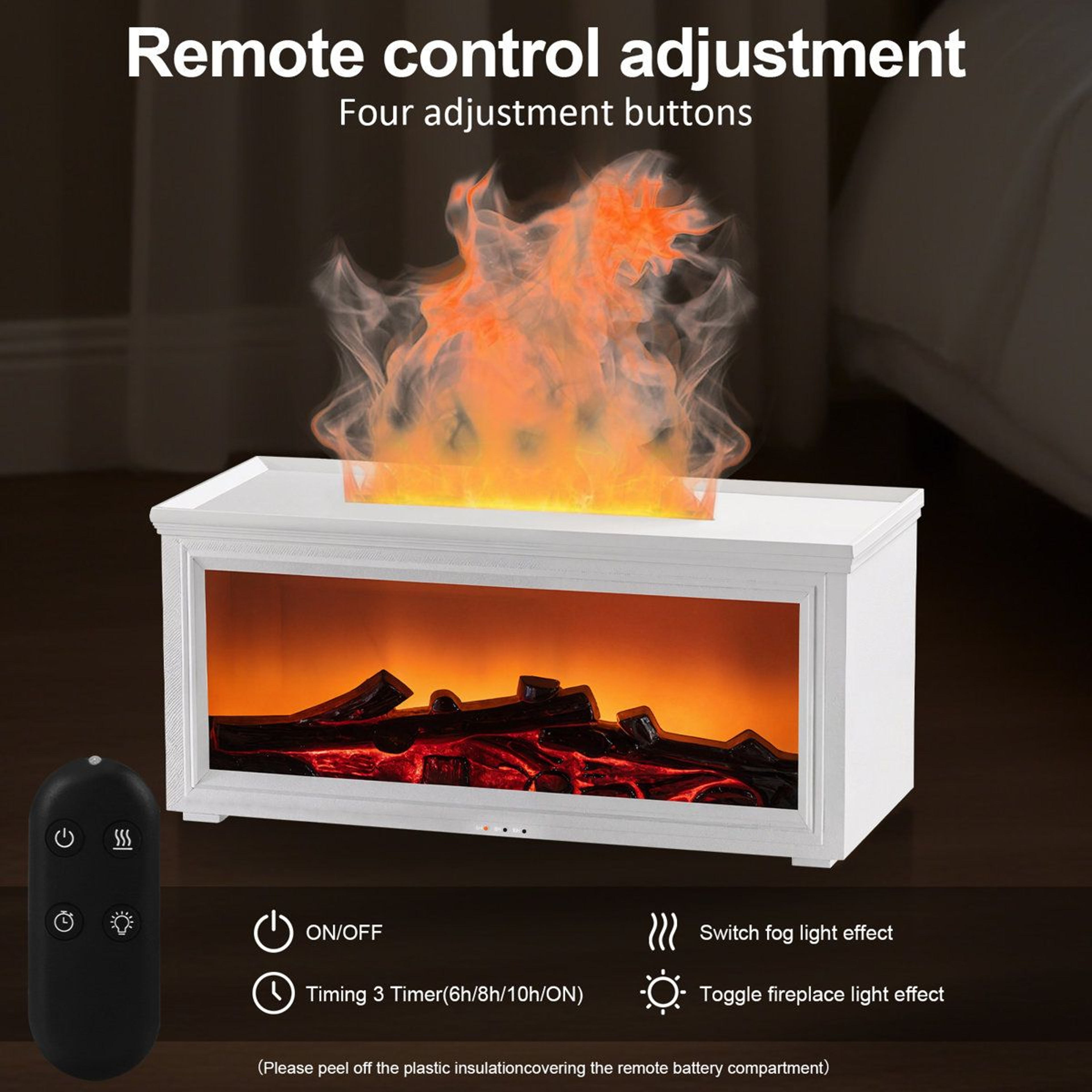 280ml Fireplace Humidifier And Essential Oil Diffuser With 7 Color Light 3