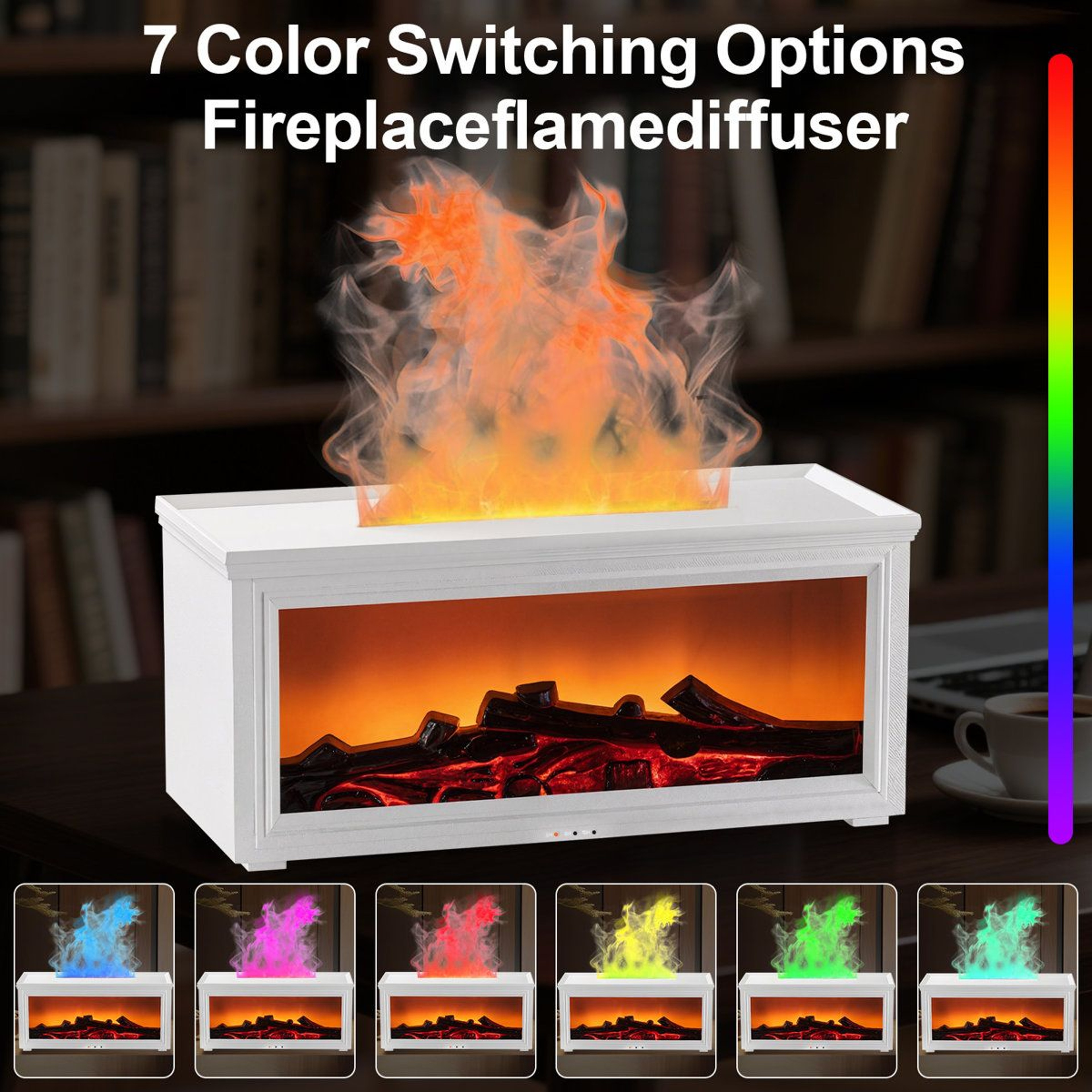 280ml Fireplace Humidifier And Essential Oil Diffuser With 7 Color Light 6