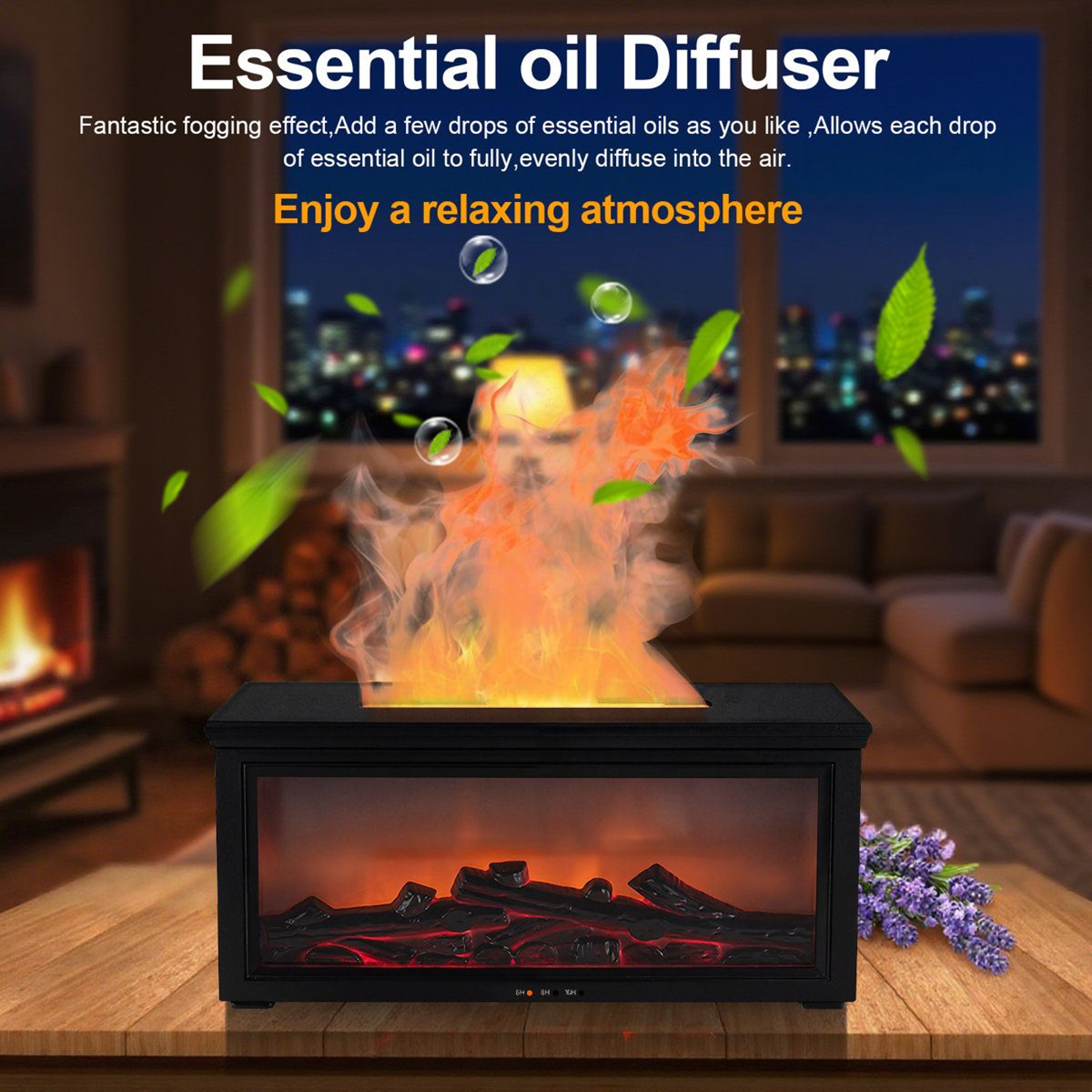 280ml Fireplace Humidifier And Essential Oil Diffuser With 7 Color Light 12