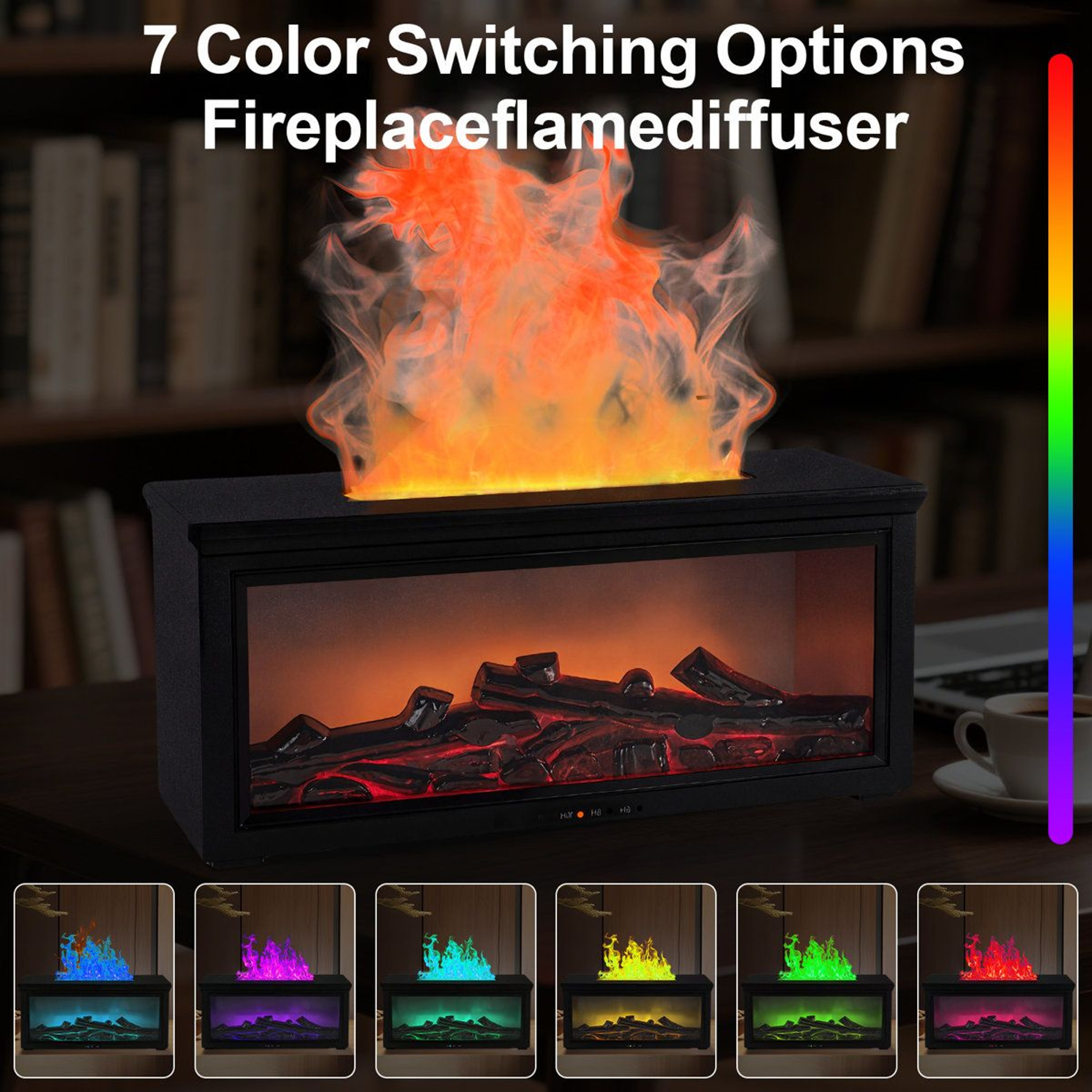 280ml Fireplace Humidifier And Essential Oil Diffuser With 7 Color Light 14