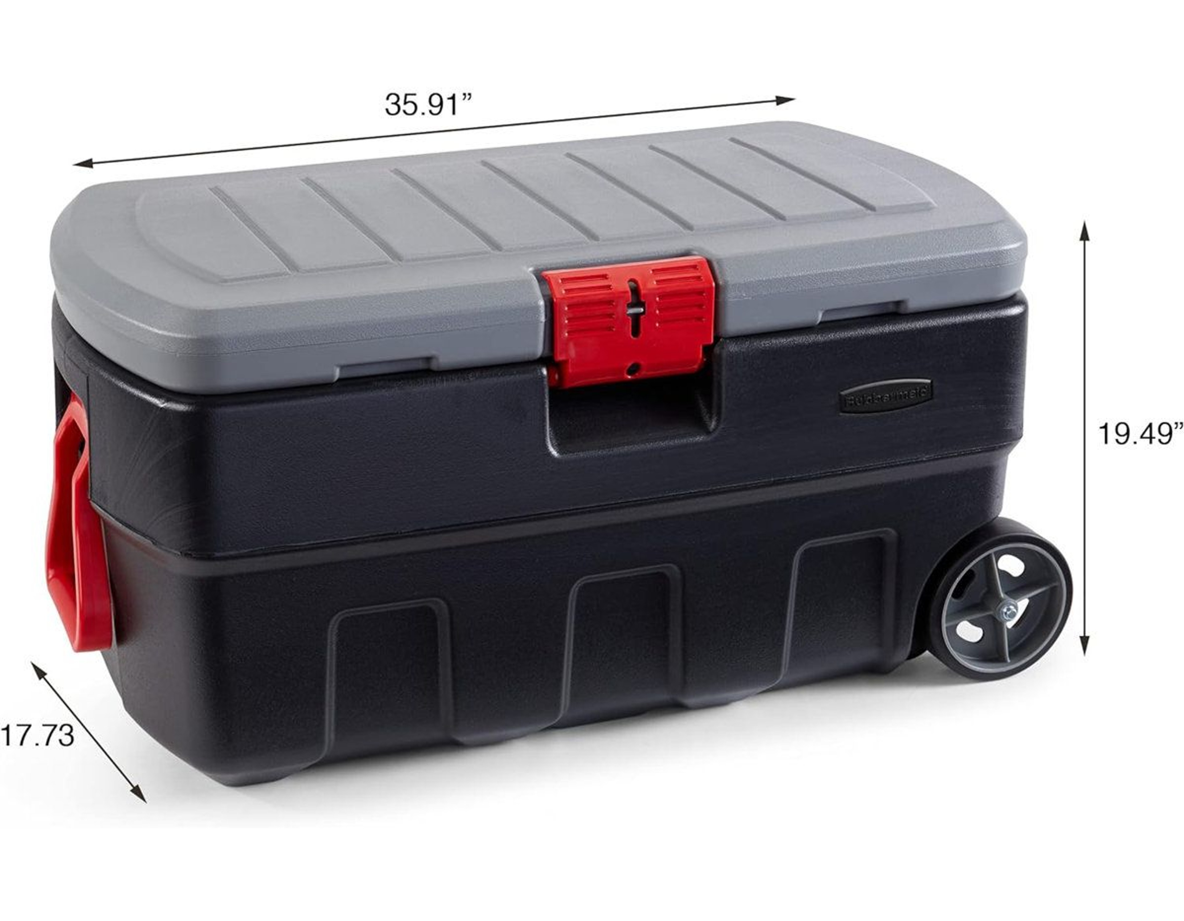 Rubbermaid 35 Gal Heavy Duty Storage Tote With Wheels And Lockable Lid 6