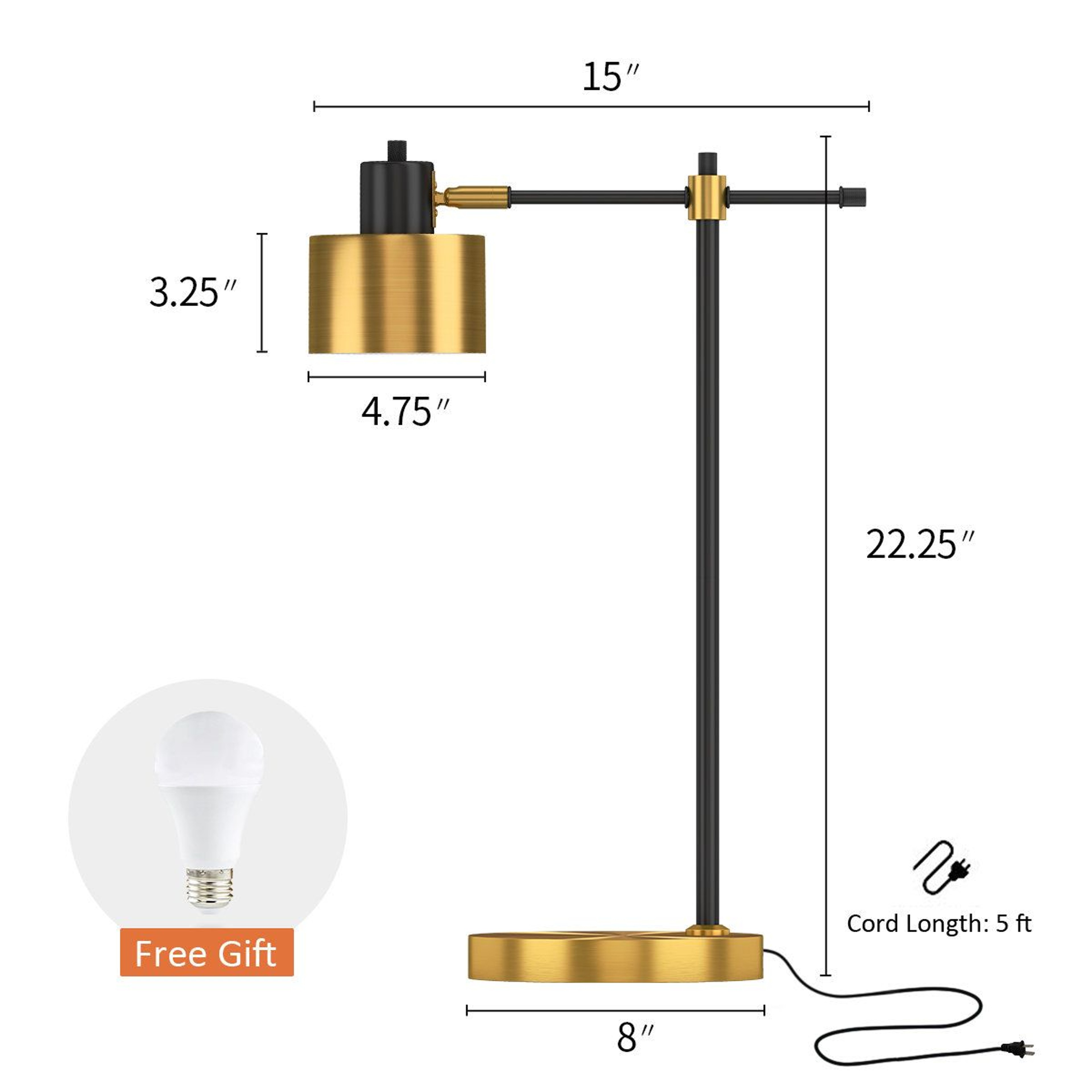 Modern Adjustable Swing Arm Metal Desk Lamp With Outlet 6