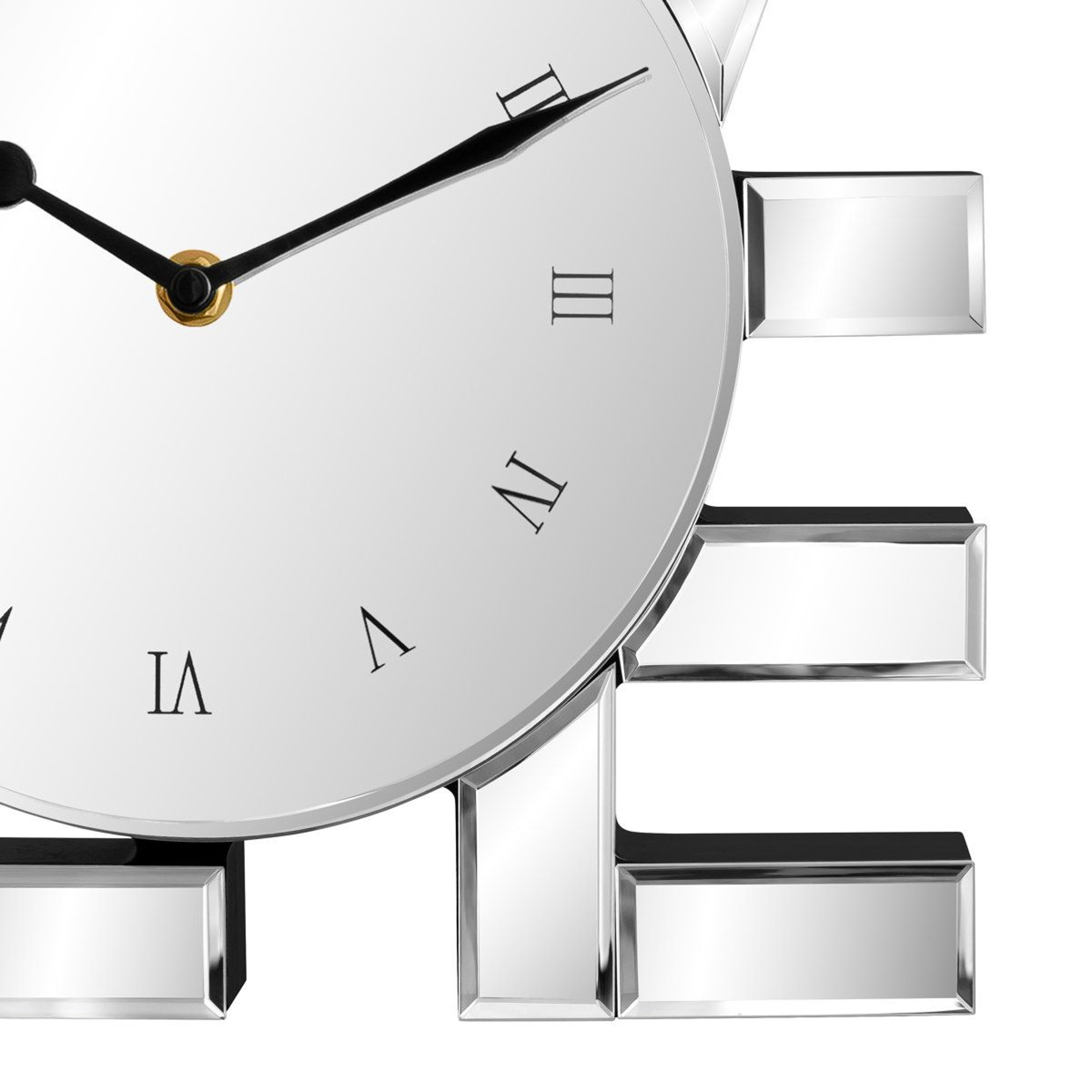 LOVE Silver Mirrored Decorative Clock With Silent Quartz Movement 7