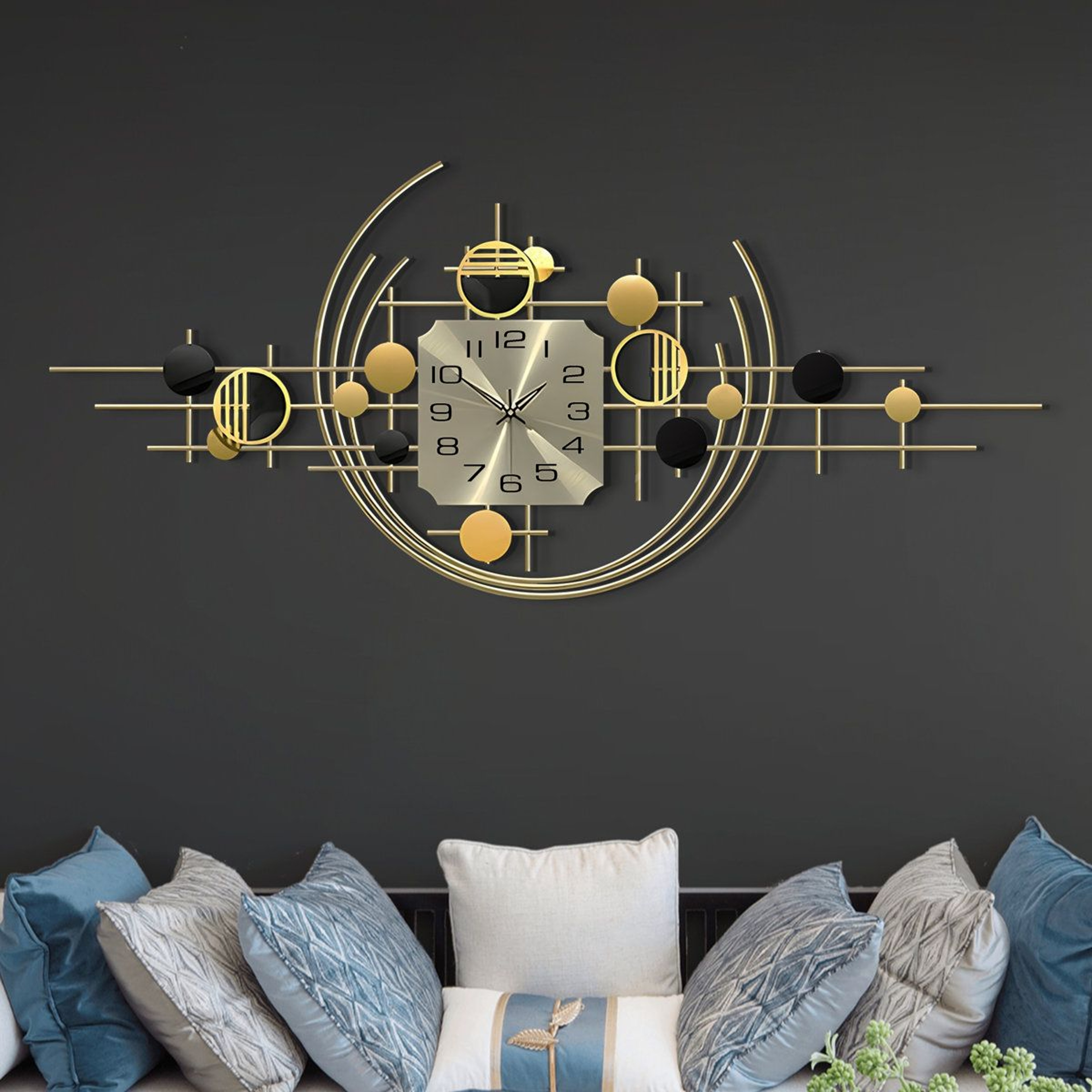 40 Inch Large Wall Clock Gold Metal Silent Modern Wall Decor 0