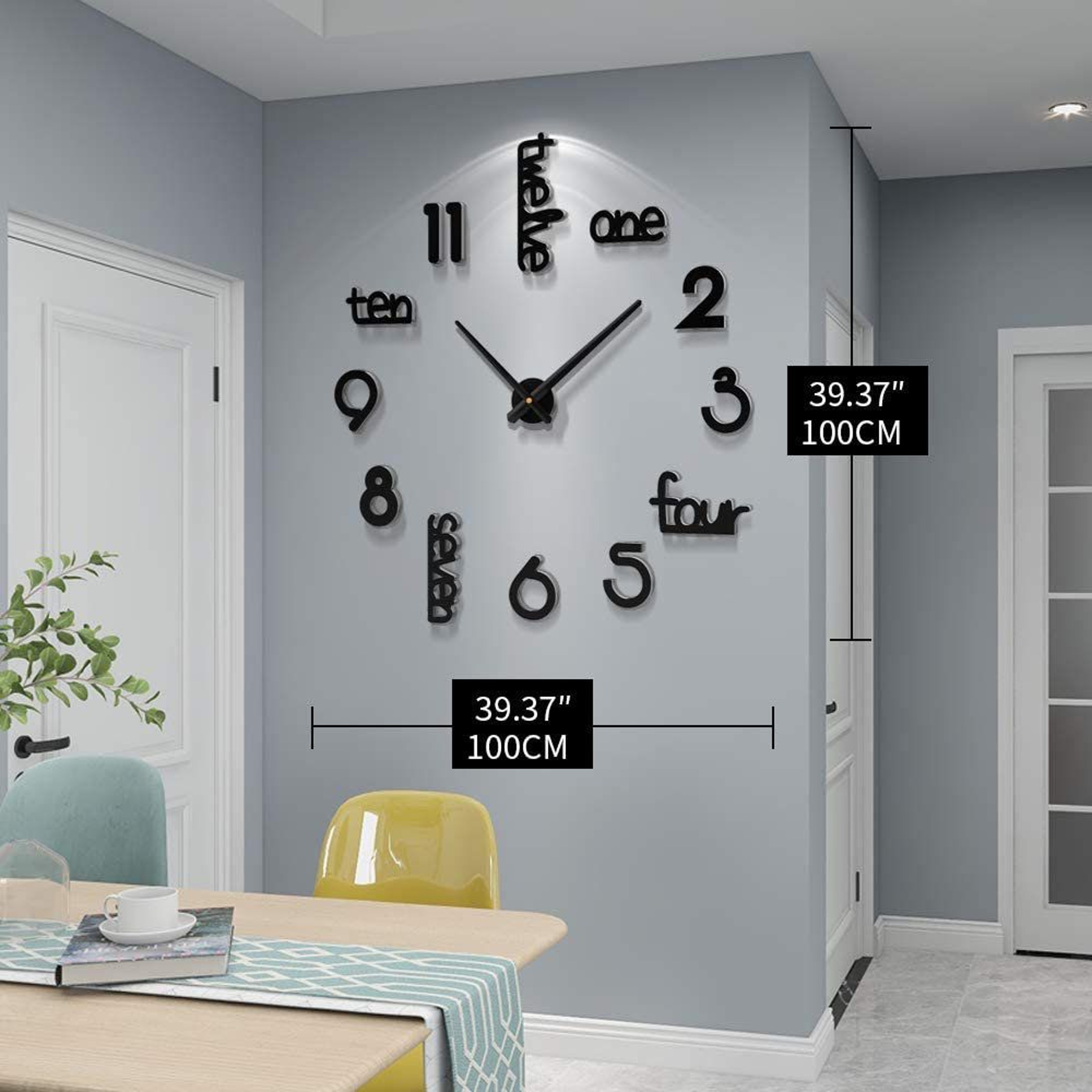 Chadyeane 39 Inch Large Wall Clock Silent DIY Modern Wall Decor 2