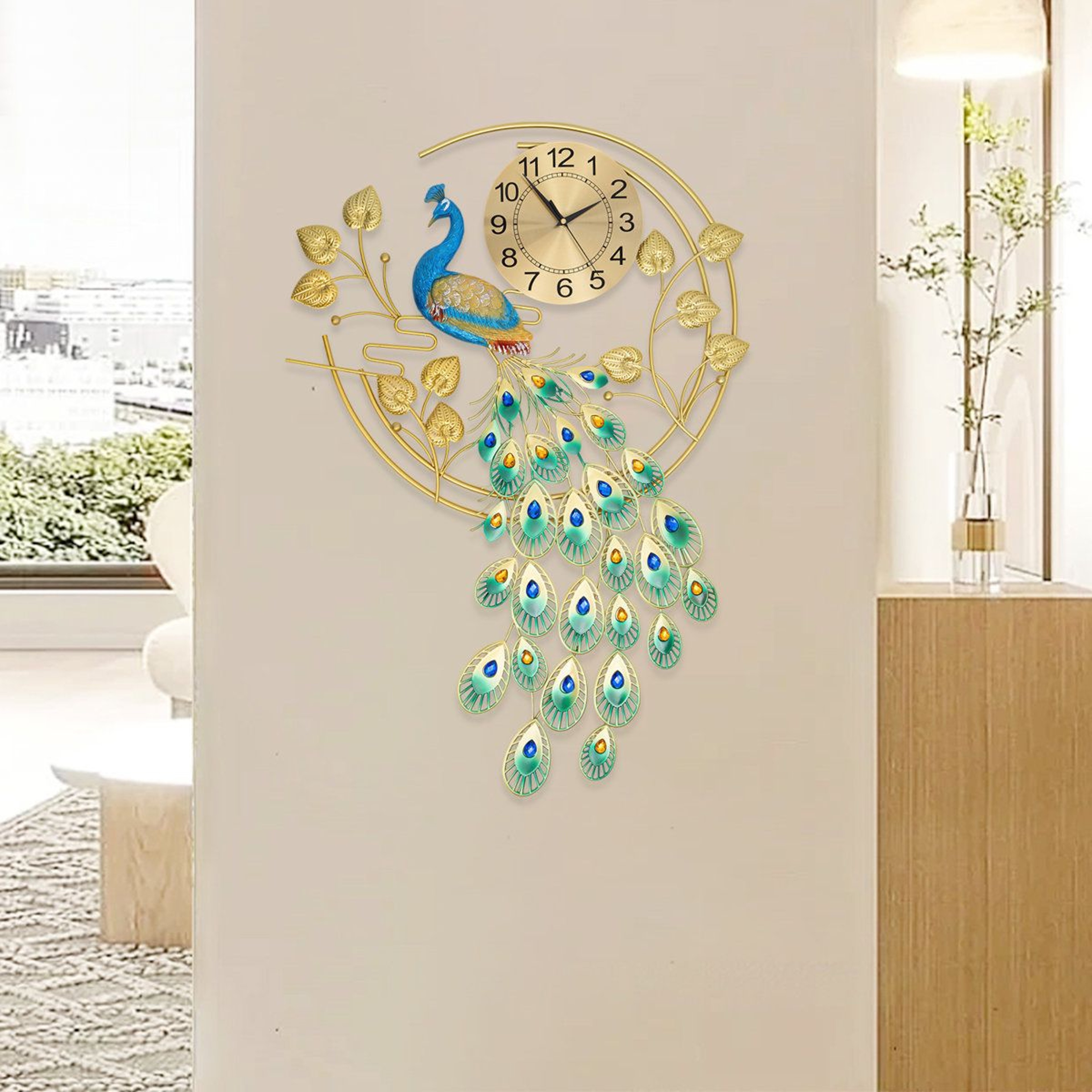 Modern Gold Wall Clock With Silent Quartz Movement And Crystal Accents 13