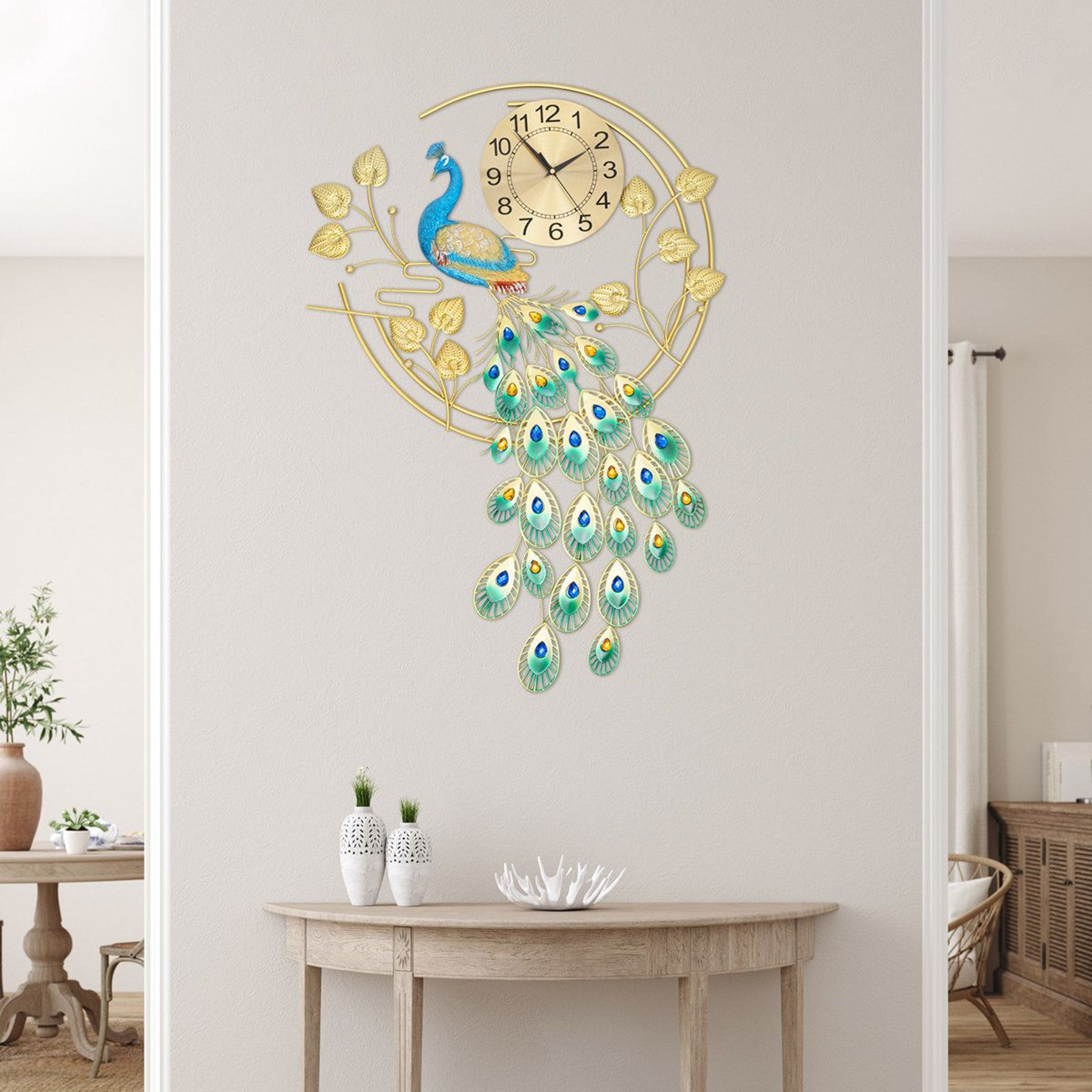 Modern Gold Wall Clock With Silent Quartz Movement And Crystal Accents 9