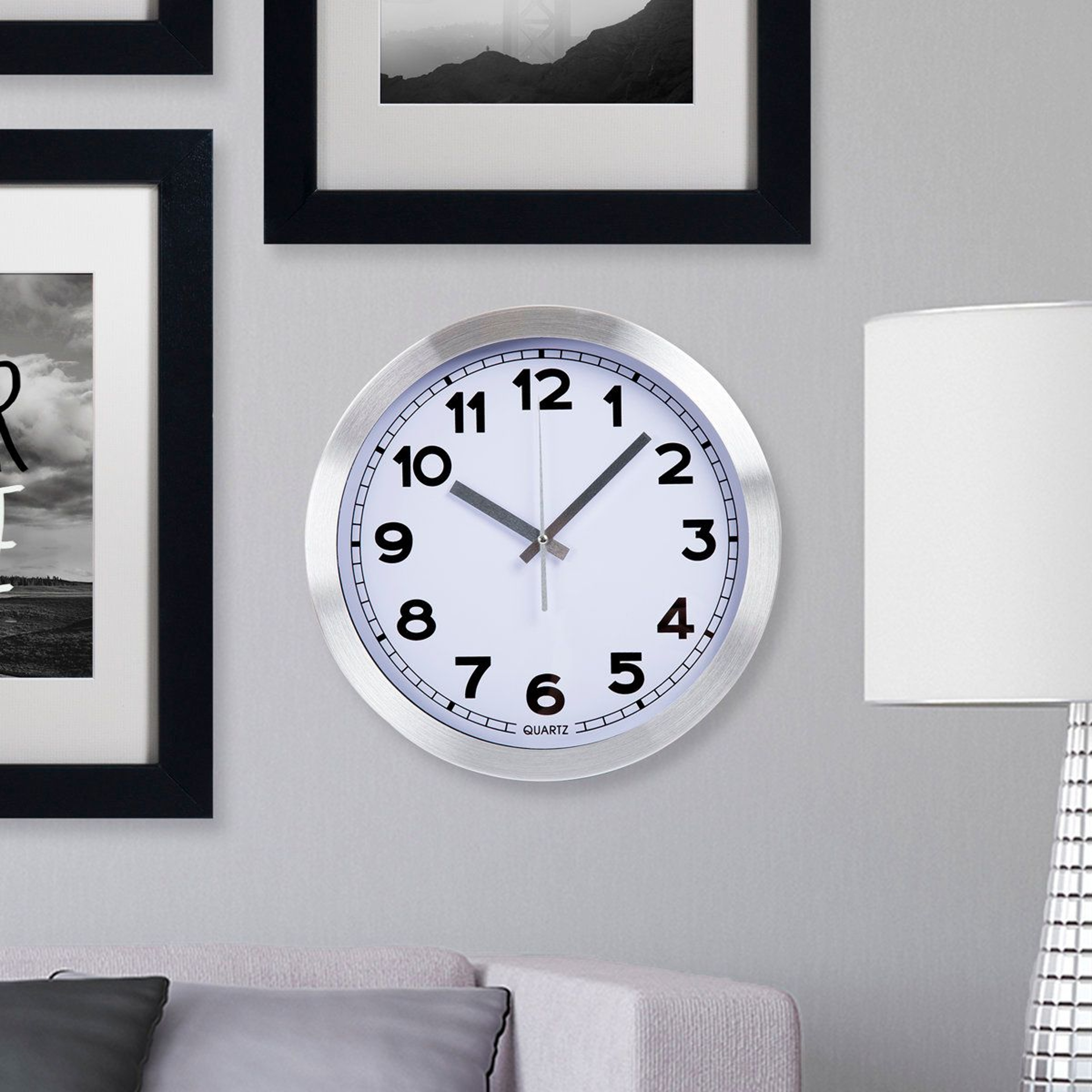 12 Inch Wall Clock Brushed Aluminum Modern Wall Clock With Glass Face 3