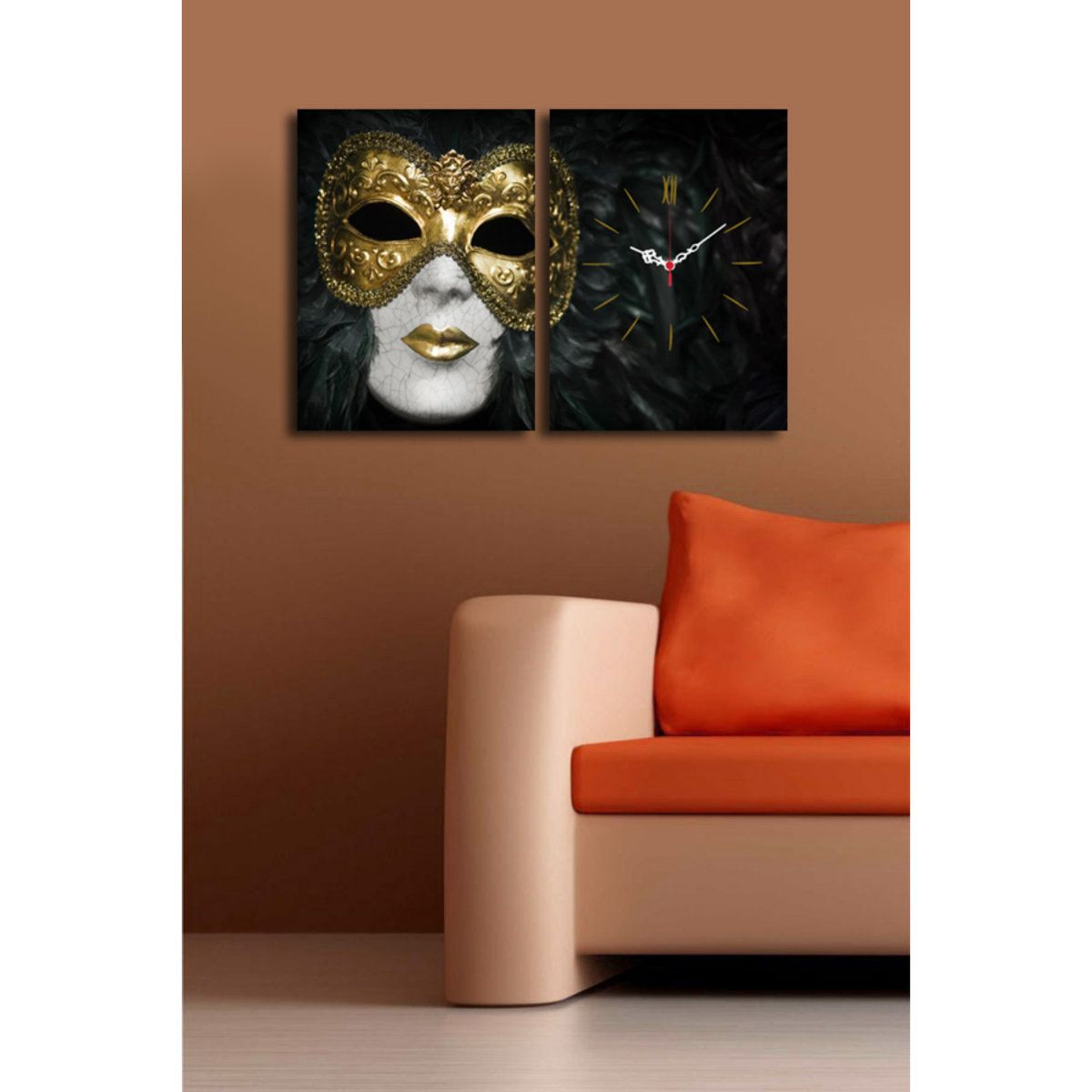 2 Piece Modern Canvas Wall Clock Set With Wooden Frame For Living Room And Office 0