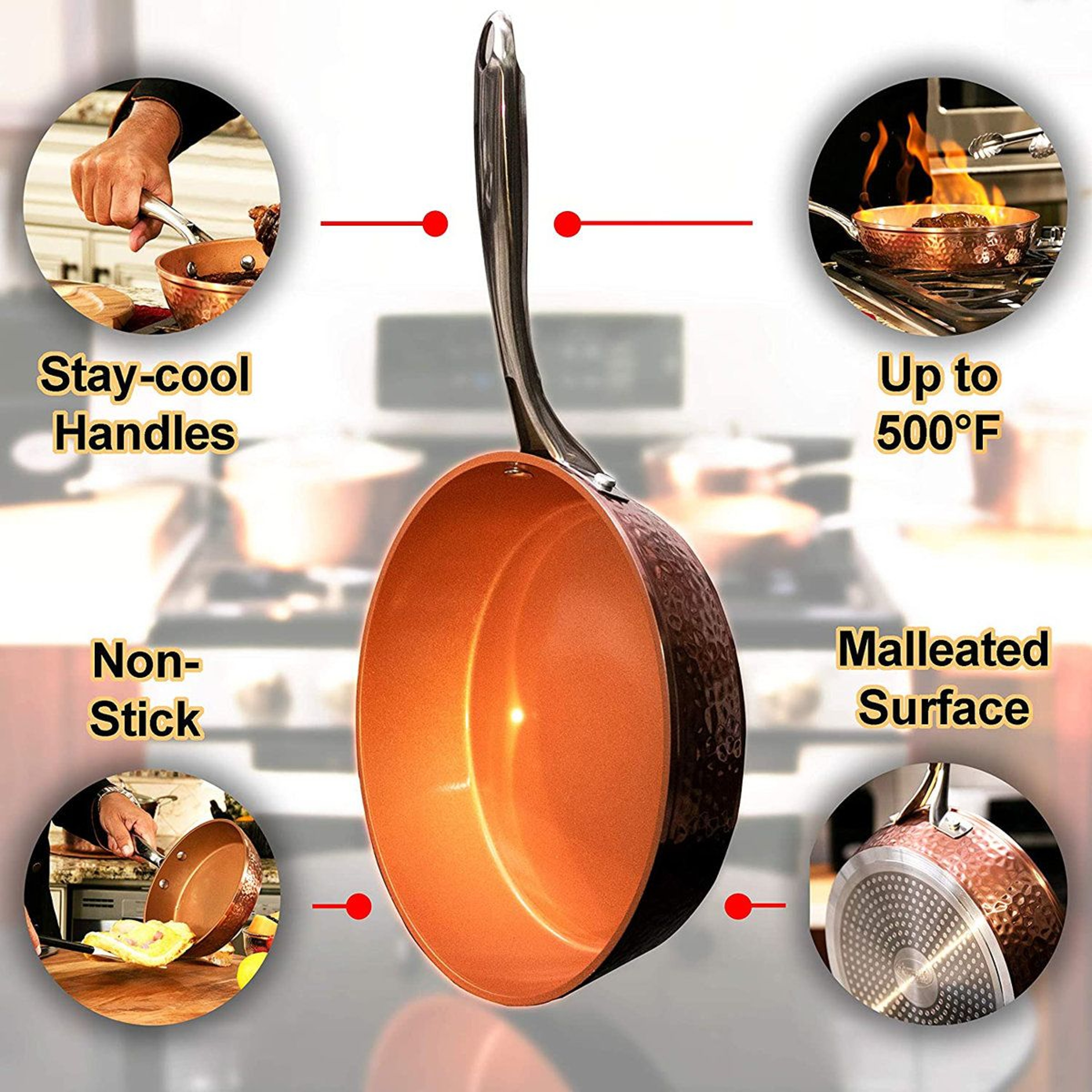 Gotham Steel Hammered Copper 95 Inch Nonstick Frying Pan Ceramic Induction Skillet 1