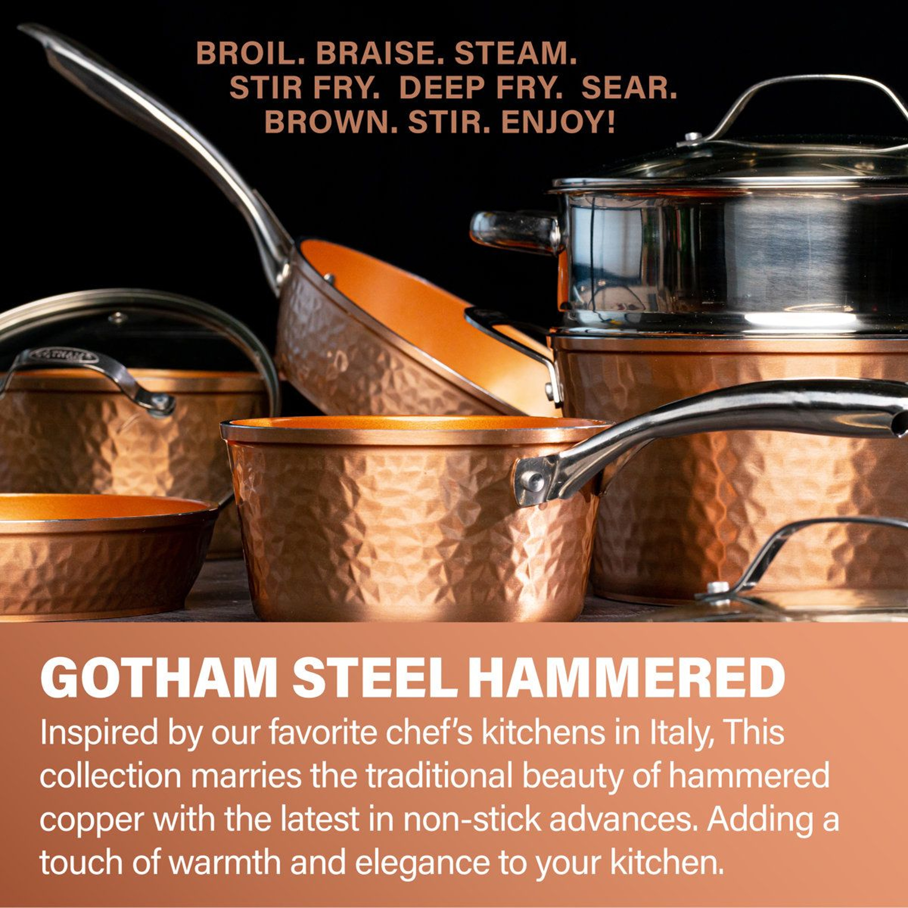 Gotham Steel 12 Inch Ceramic Nonstick Frying Pan With Hammered Copper Finish 3