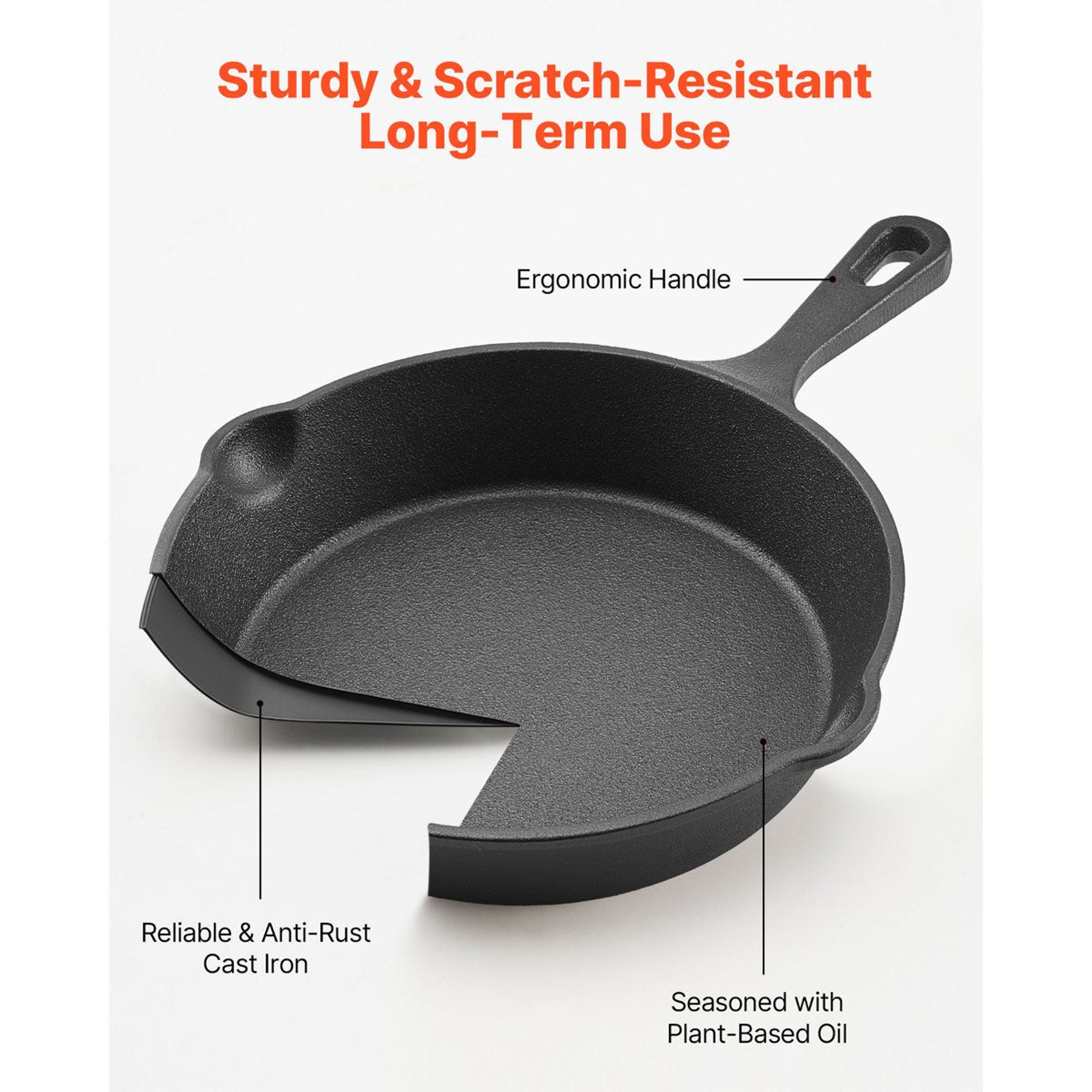 4 Piece Cast Iron Skillet Set 6 8 10 12 Inch Pre Seasoned Induction Cookware 2