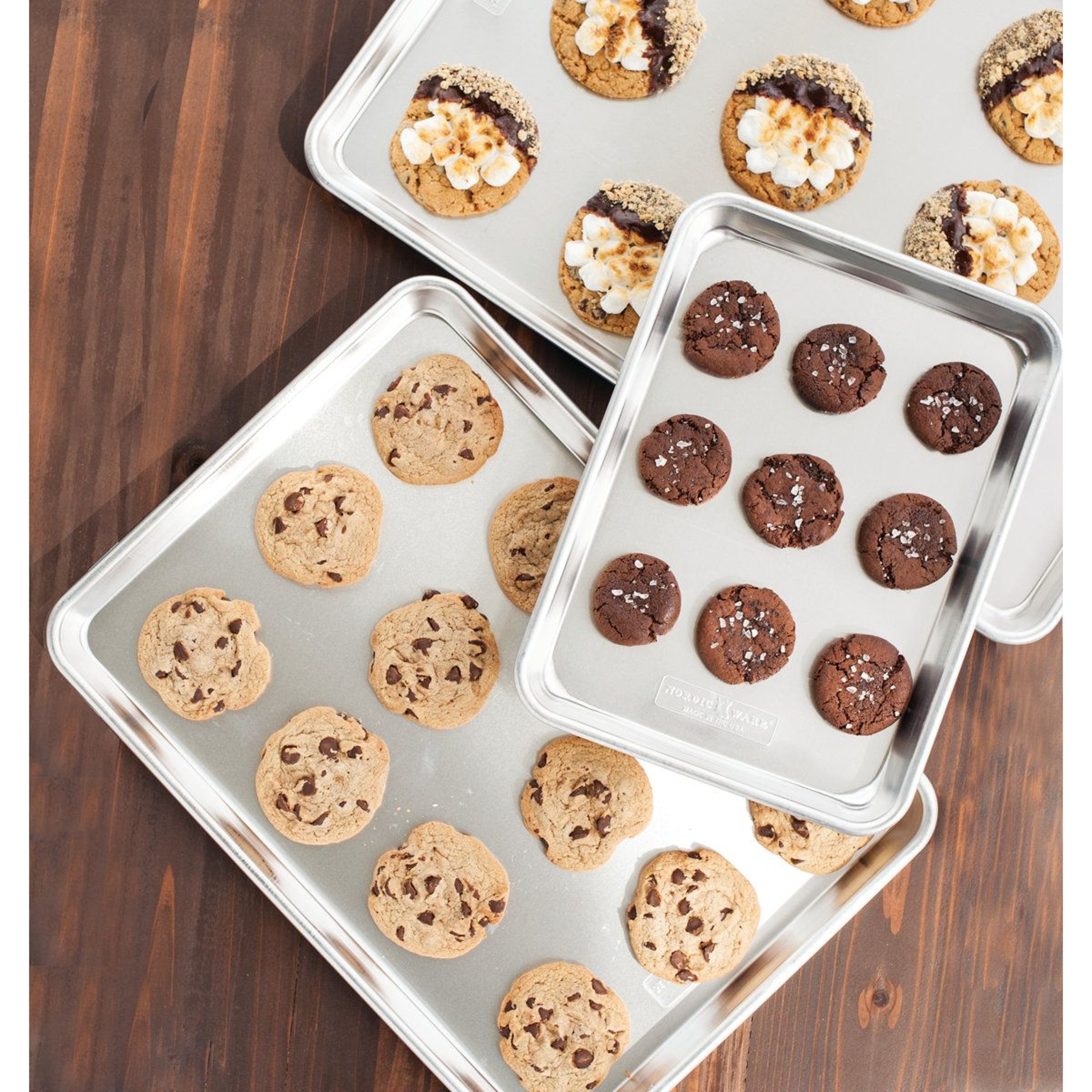 Nordic Ware Naturals 3 Piece Aluminum Baking Sheet Set With Half Sheet Jelly Roll And Quarter Sheet 1