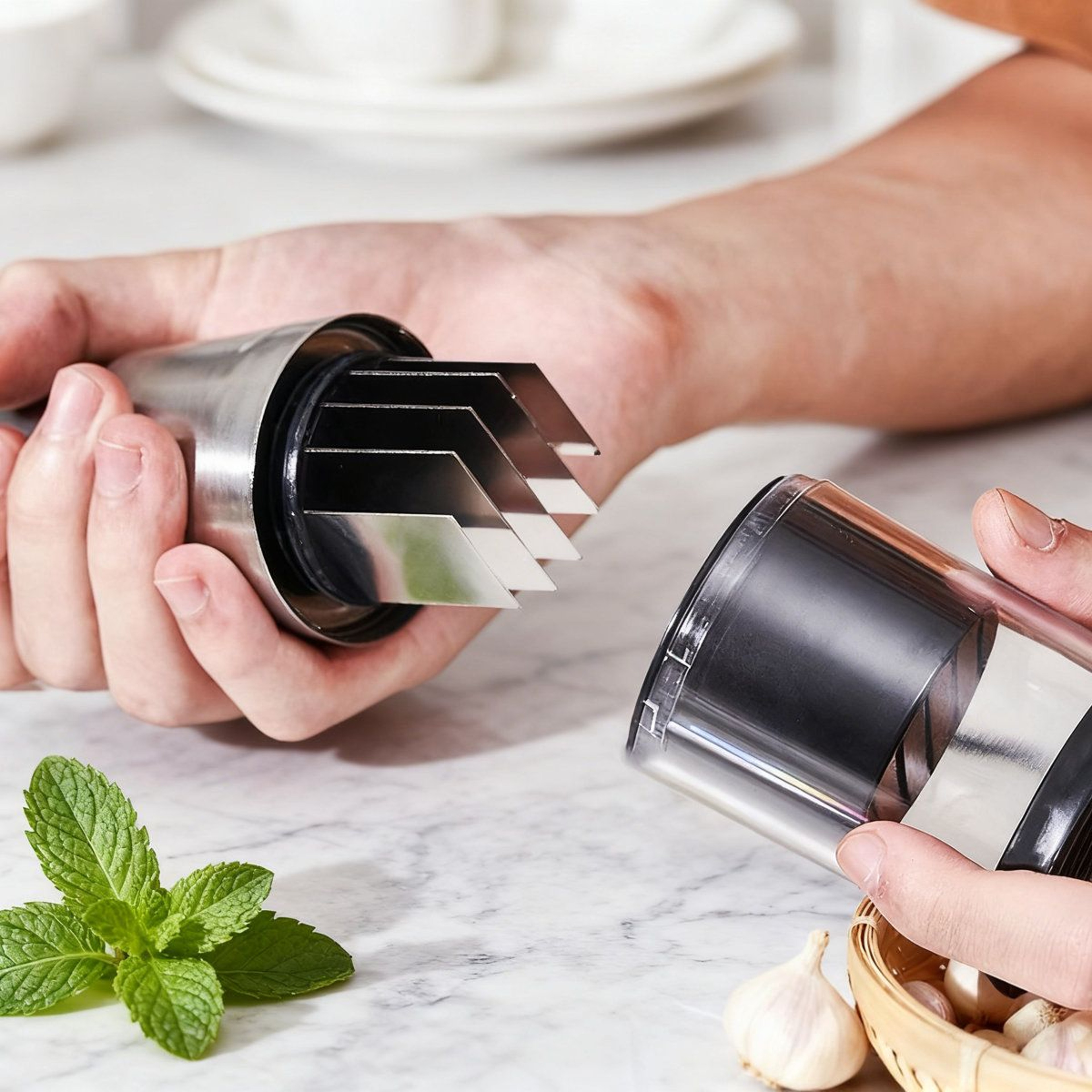 Stainless Steel Manual Food Chopper And Garlic Press For Fast Vegetable Prep 2
