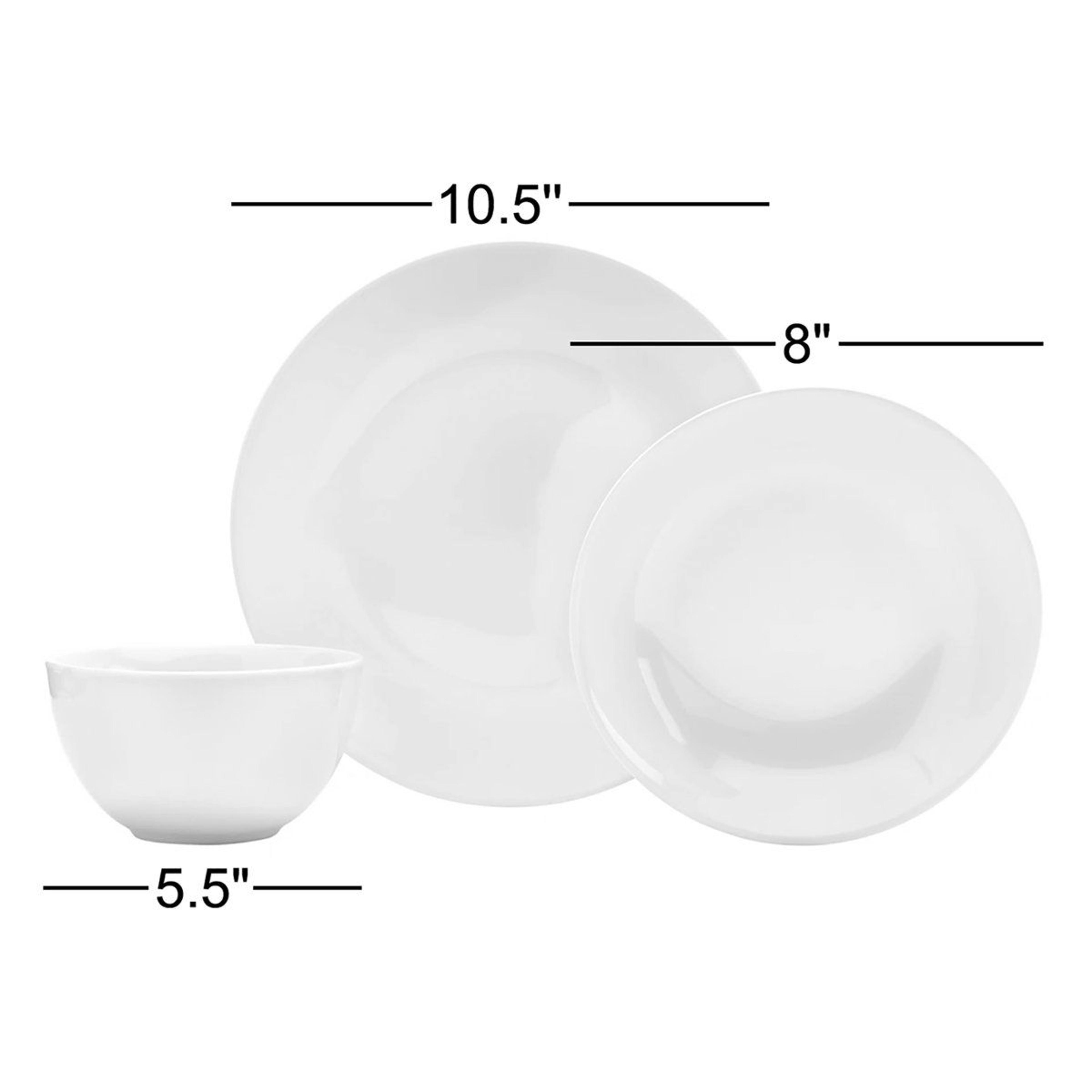 Denmark 12 Piece Porcelain Dinnerware Set For 4 With Stackable Plates And Bowls 12
