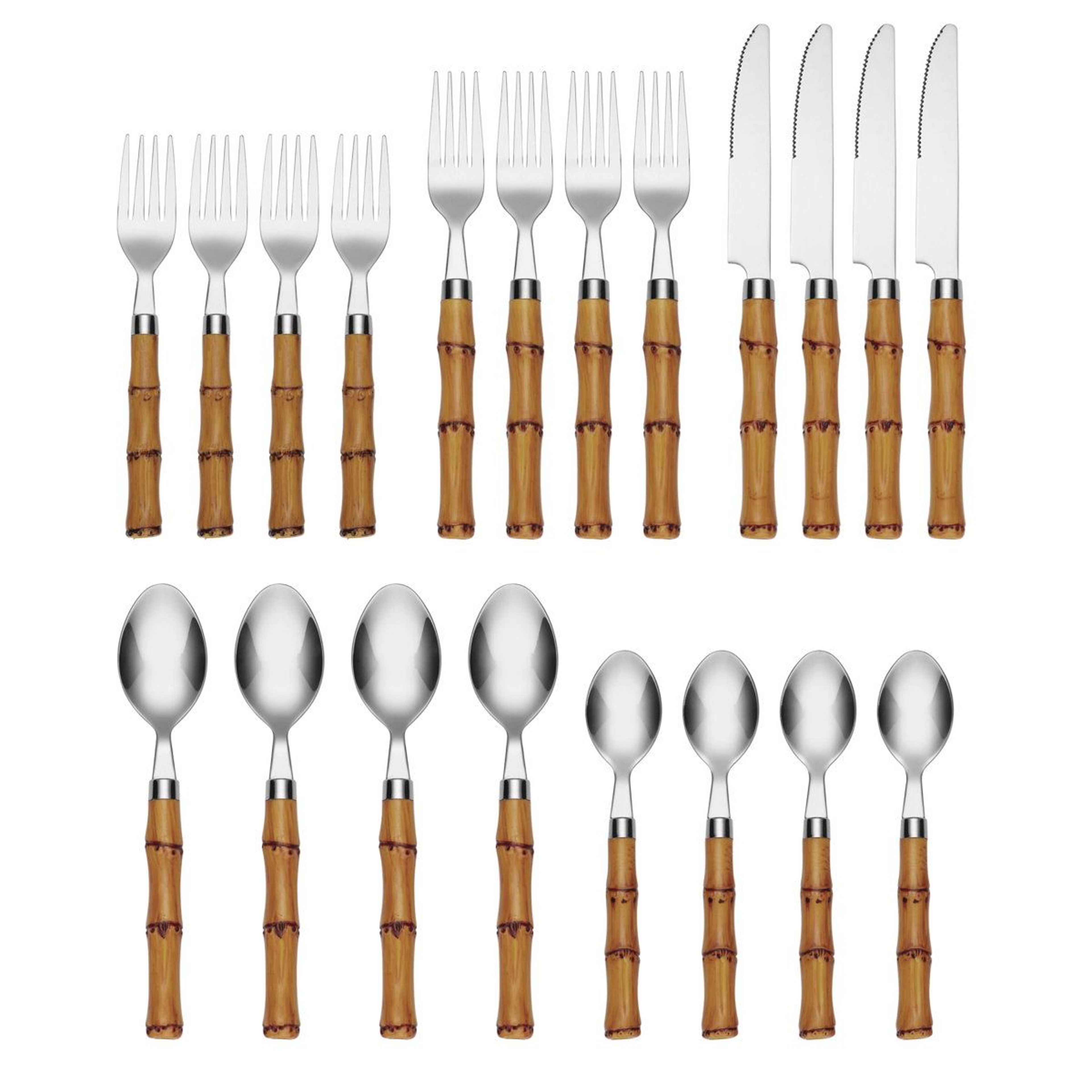 Cambridge Bamboo Handle 20 Piece Flatware Set For 4 2