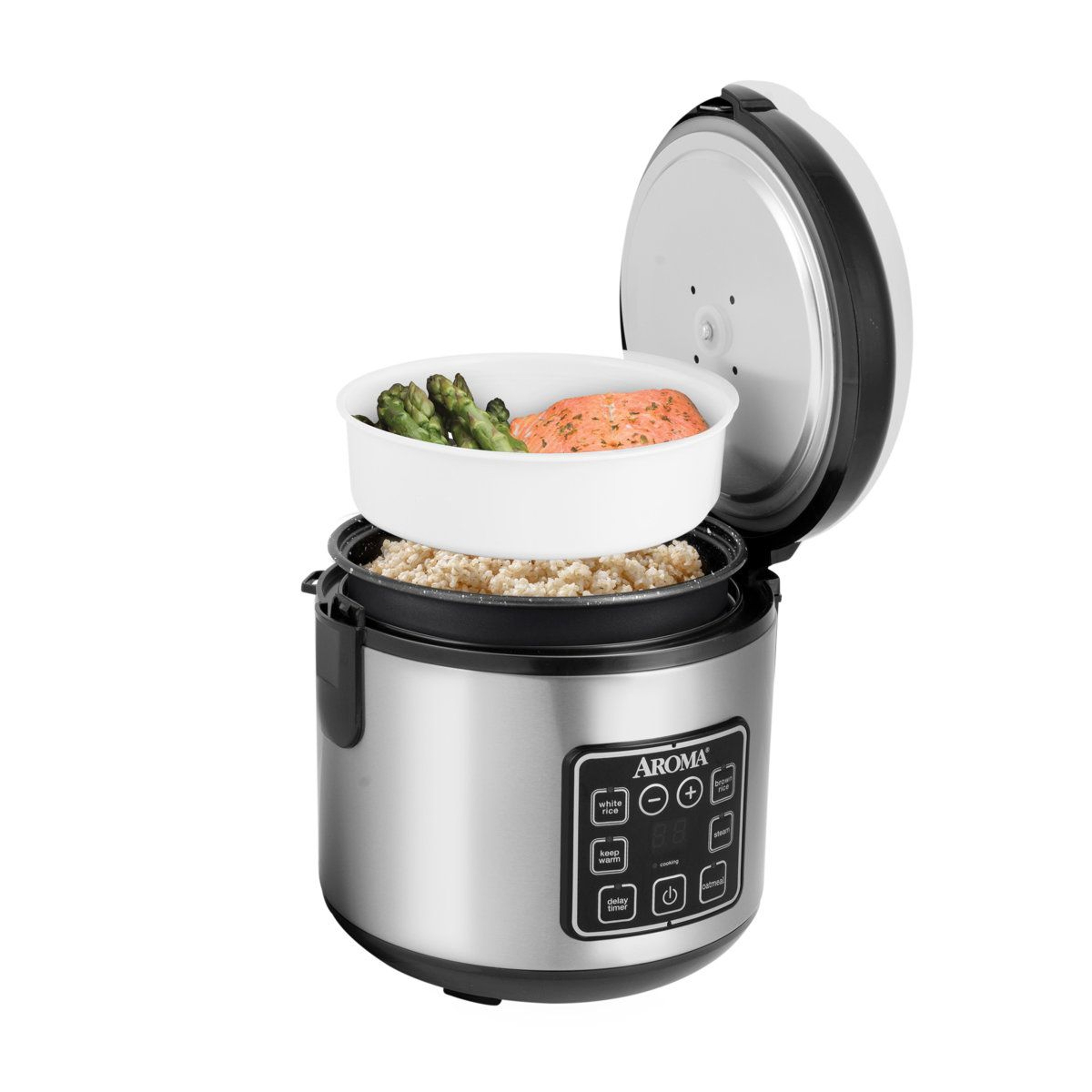 Aroma 8 Cup Digital Rice Cooker And Food Steamer With Oatmeal And Keep Warm 1