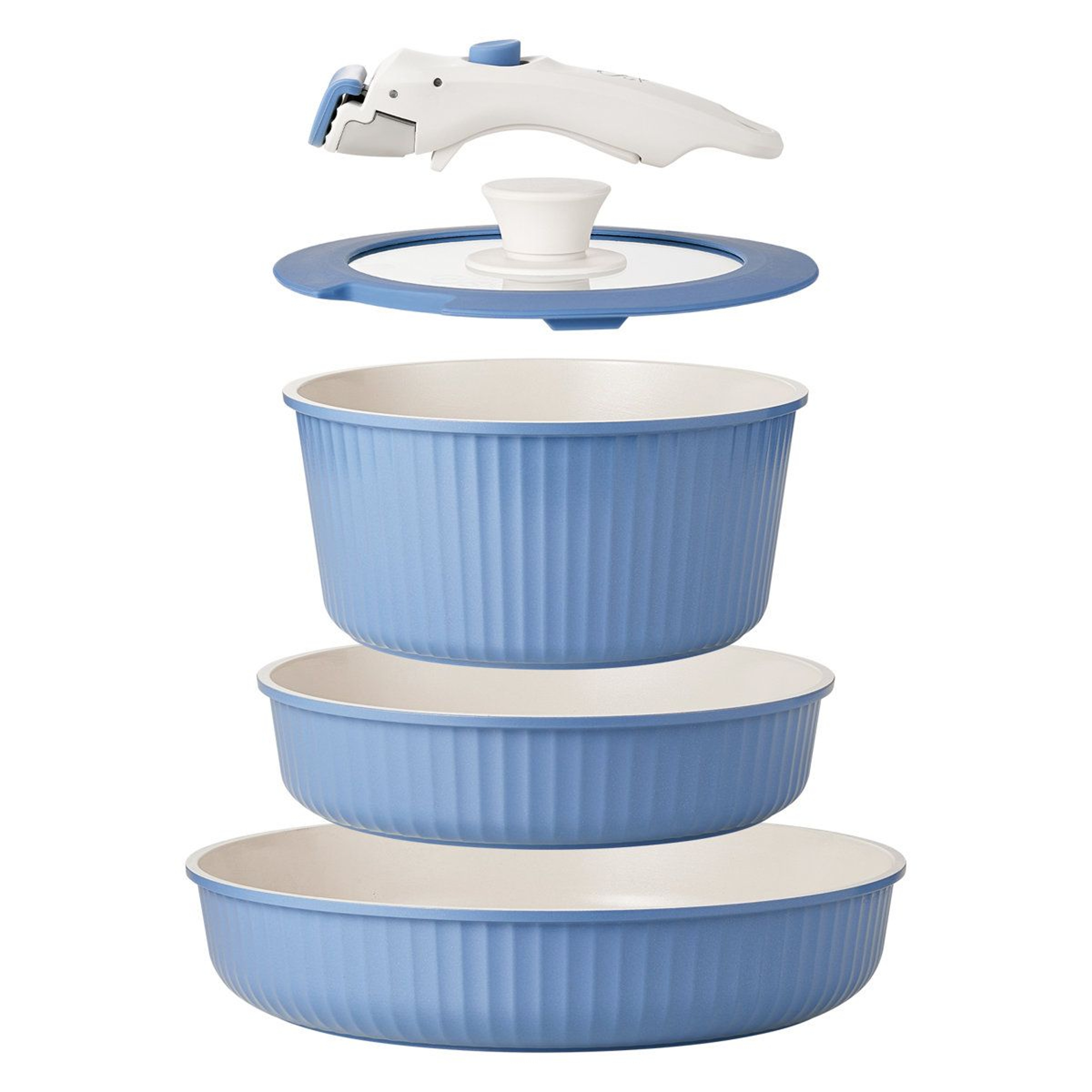 5 Piece Nonstick Cookware Set With Detachable Handle Stackable Induction Pots And Pans 0