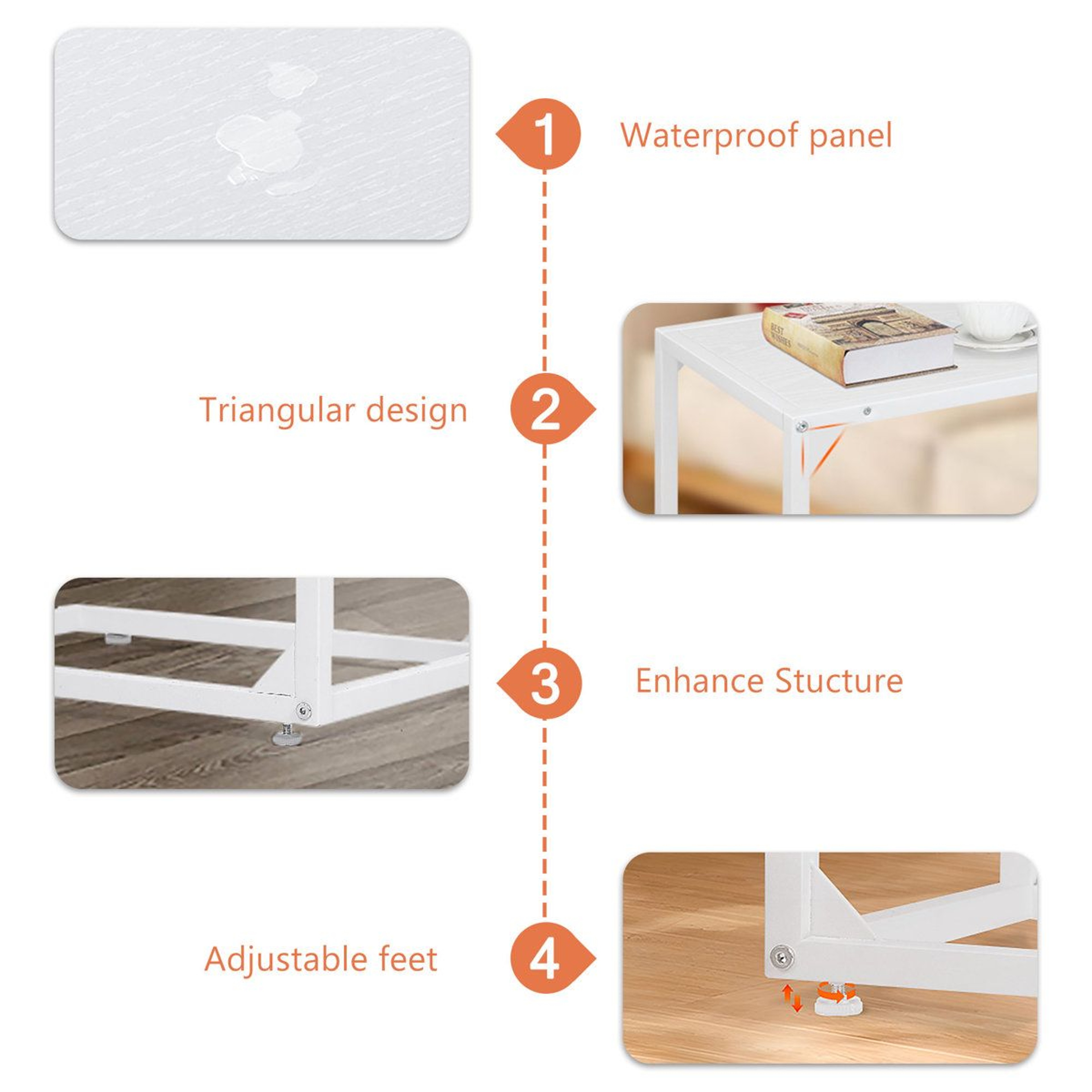 White C Shaped Side Table Set Of 2 For Sofa And Bed 2
