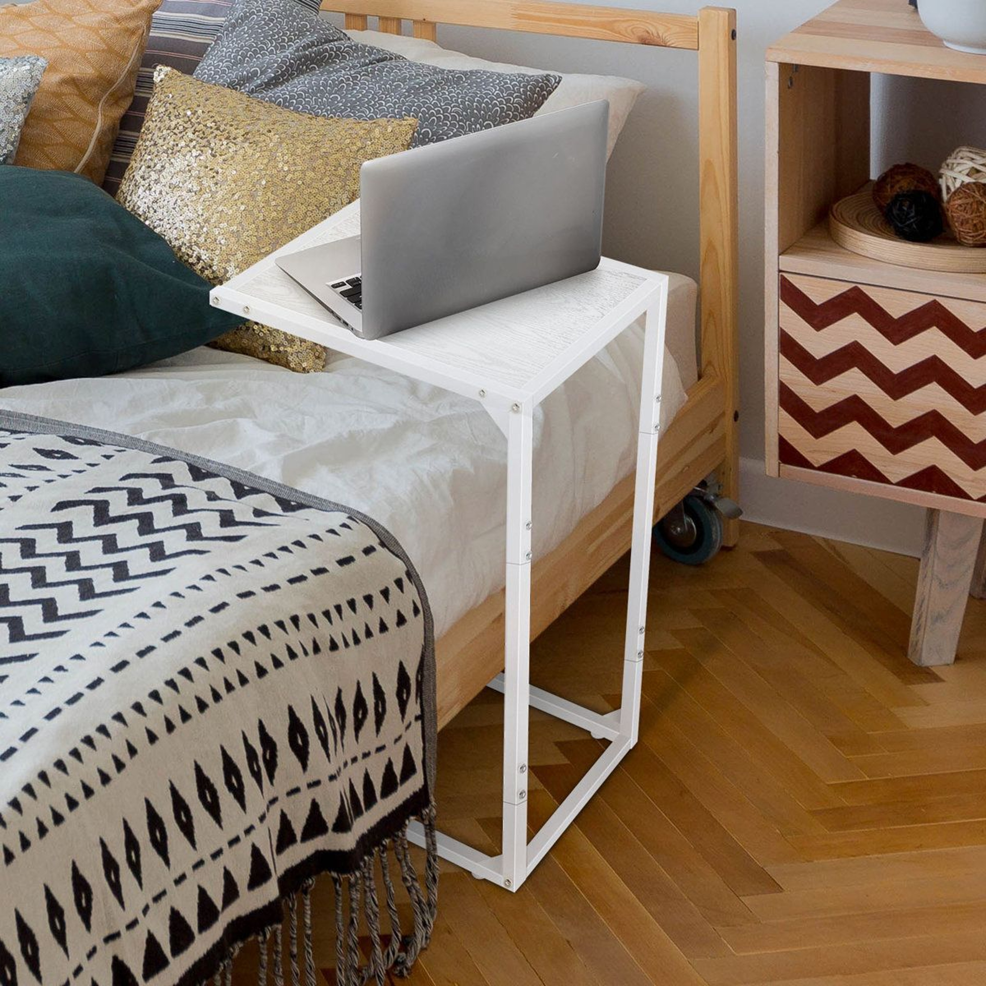 White C Shaped Side Table Set Of 2 For Sofa And Bed 3
