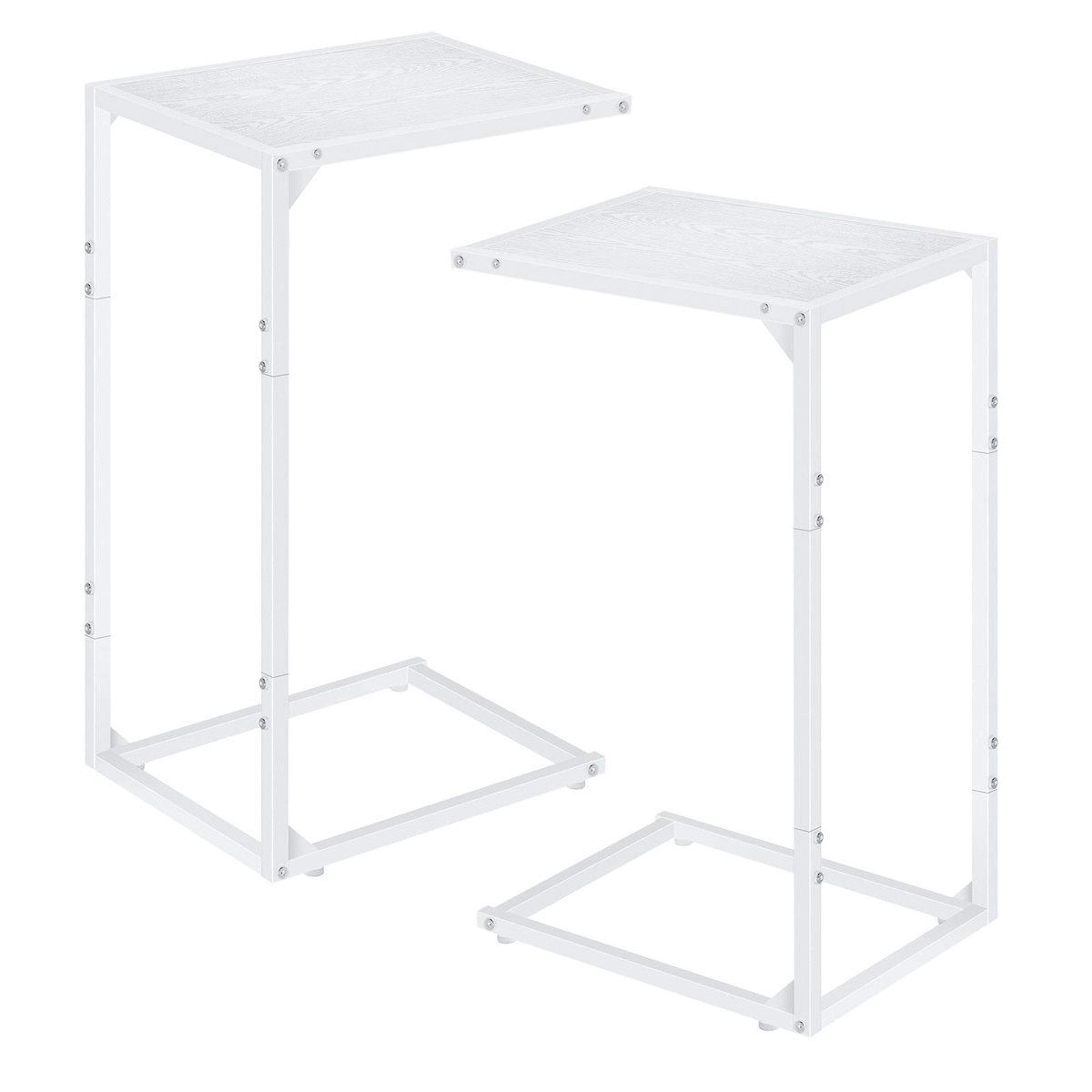 White C Shaped Side Table Set Of 2 For Sofa And Bed 0