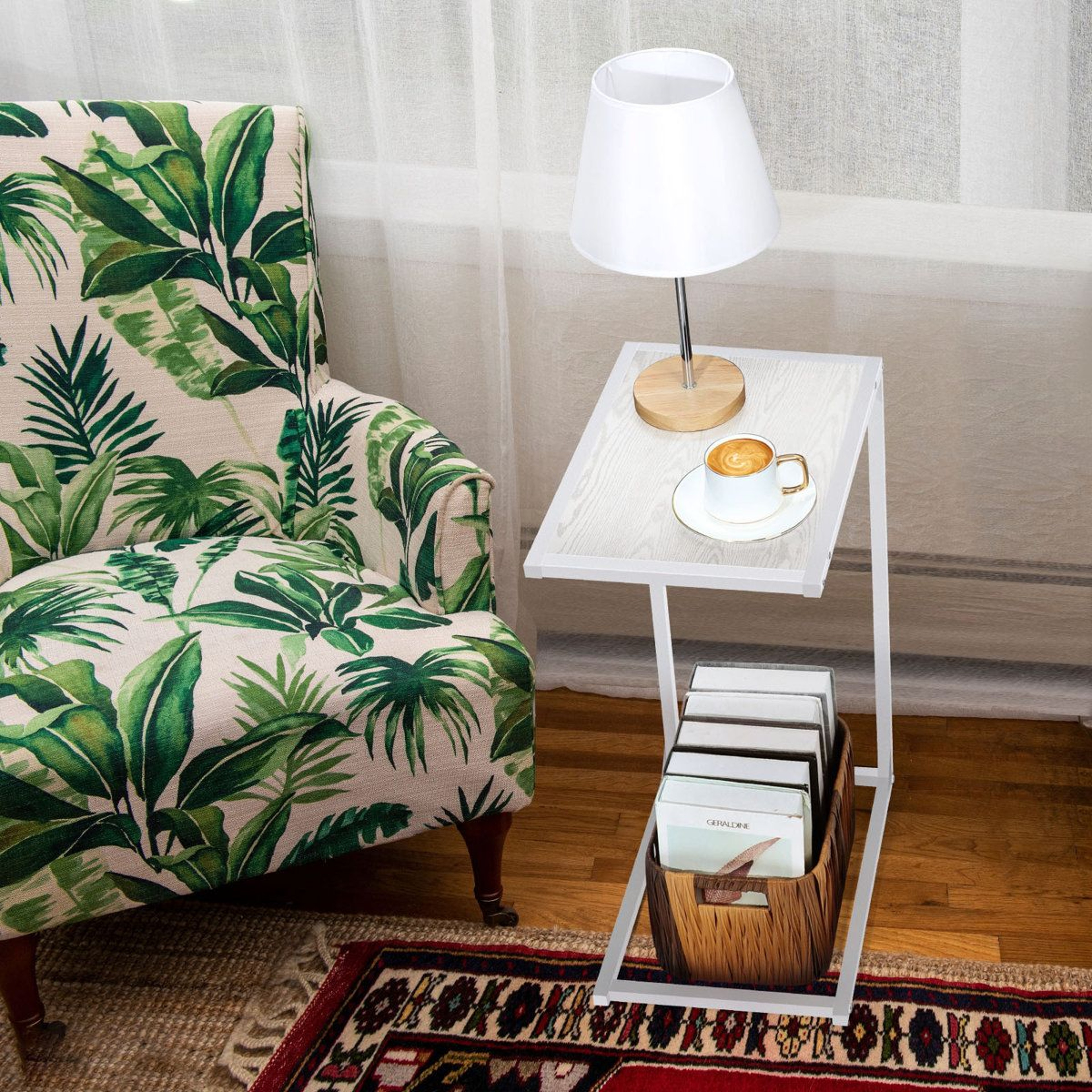White C Shaped Side Table Set Of 2 For Sofa And Bed 4