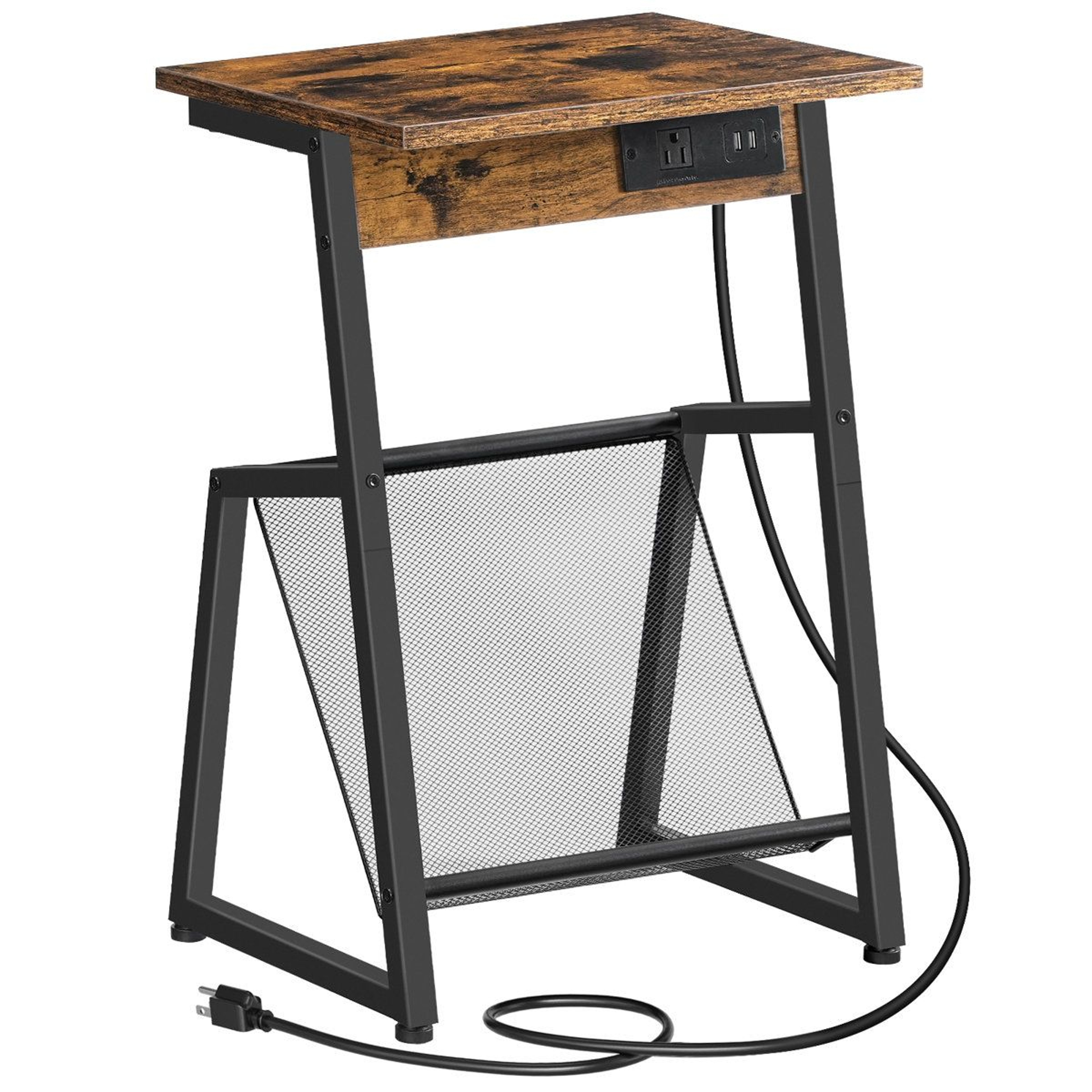 236 Inch C Shaped Side Table With Charging Station And Magazine Rack 8