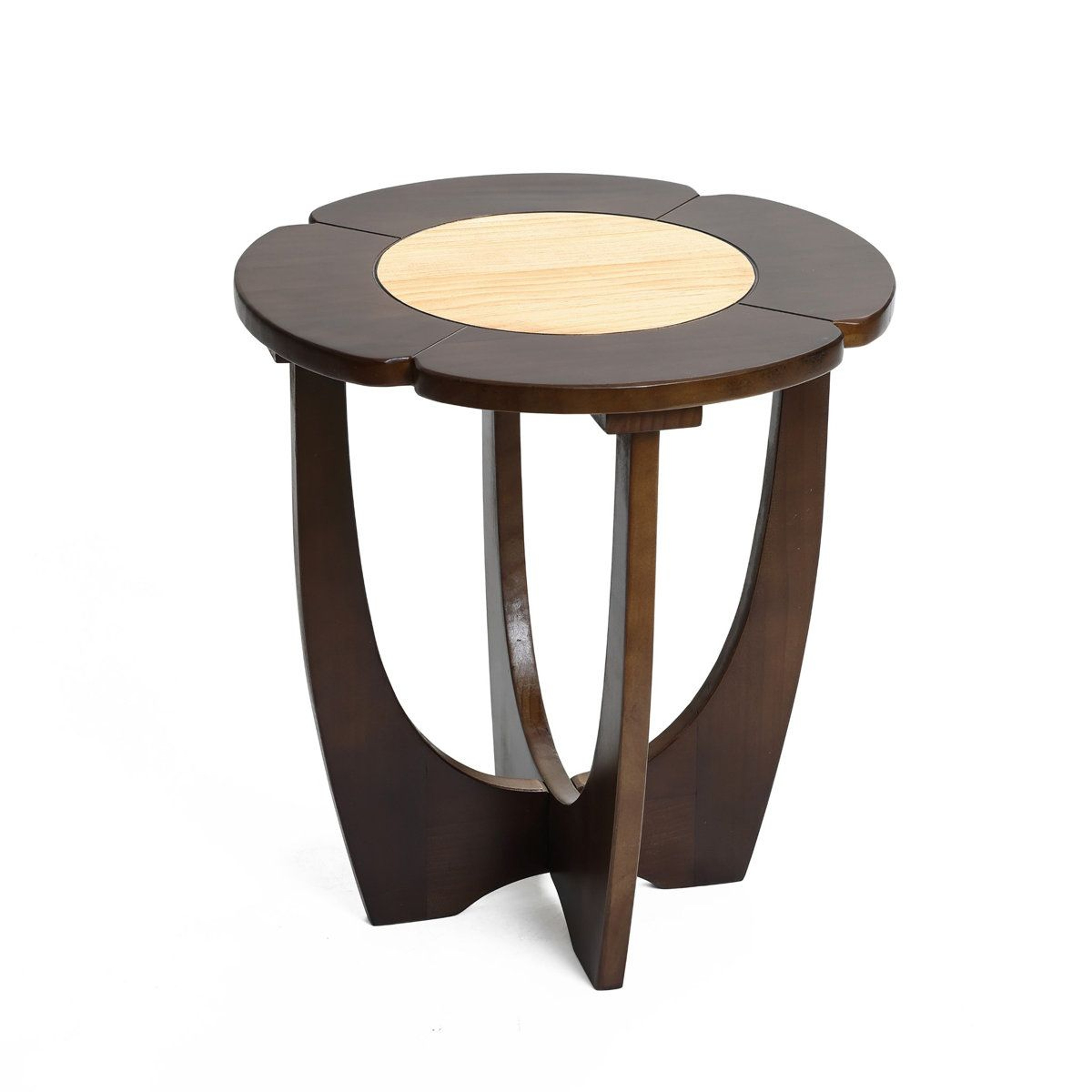 Petal Sculptural Solid Wood Side Table Modern Round End Table 0