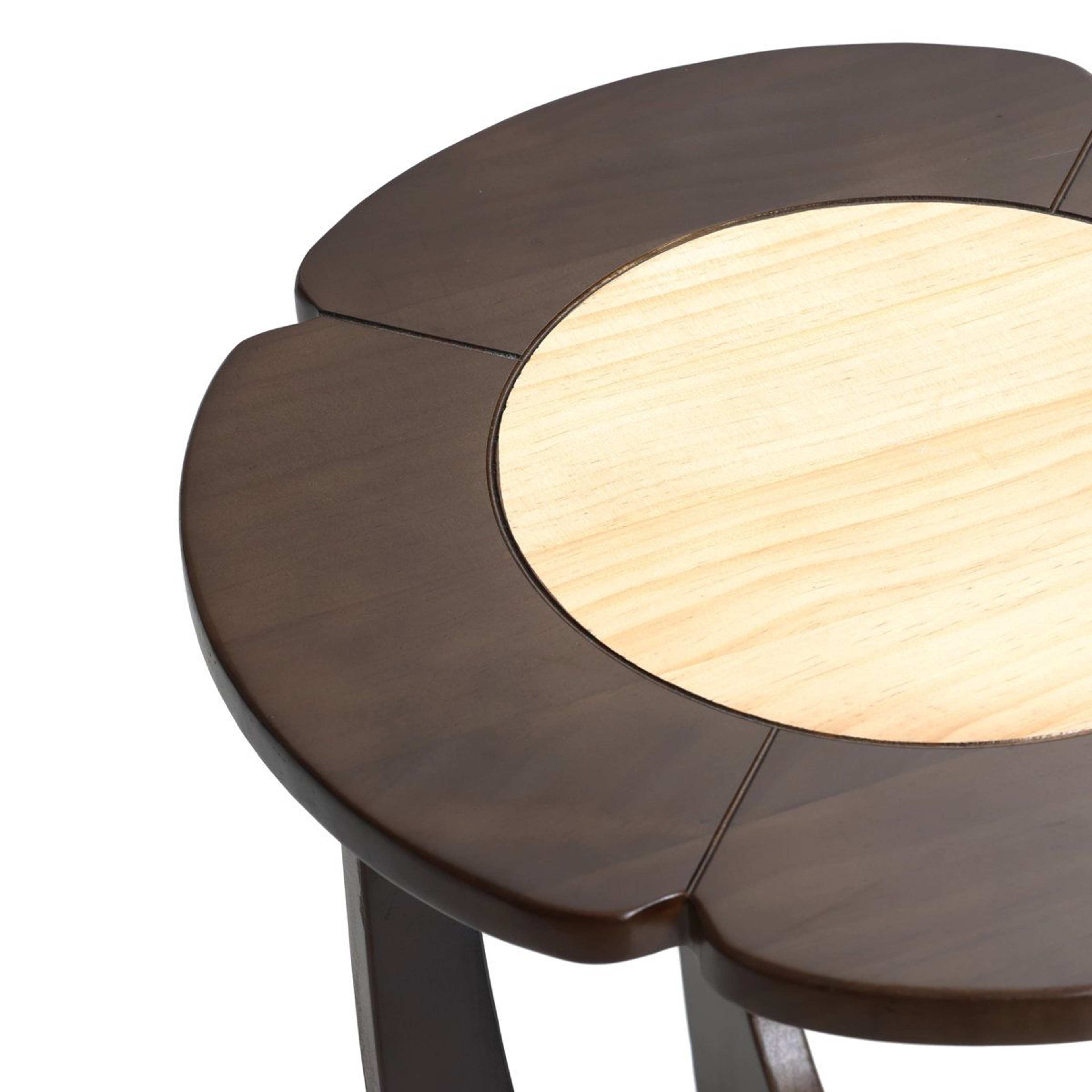 Petal Sculptural Solid Wood Side Table Modern Round End Table 4