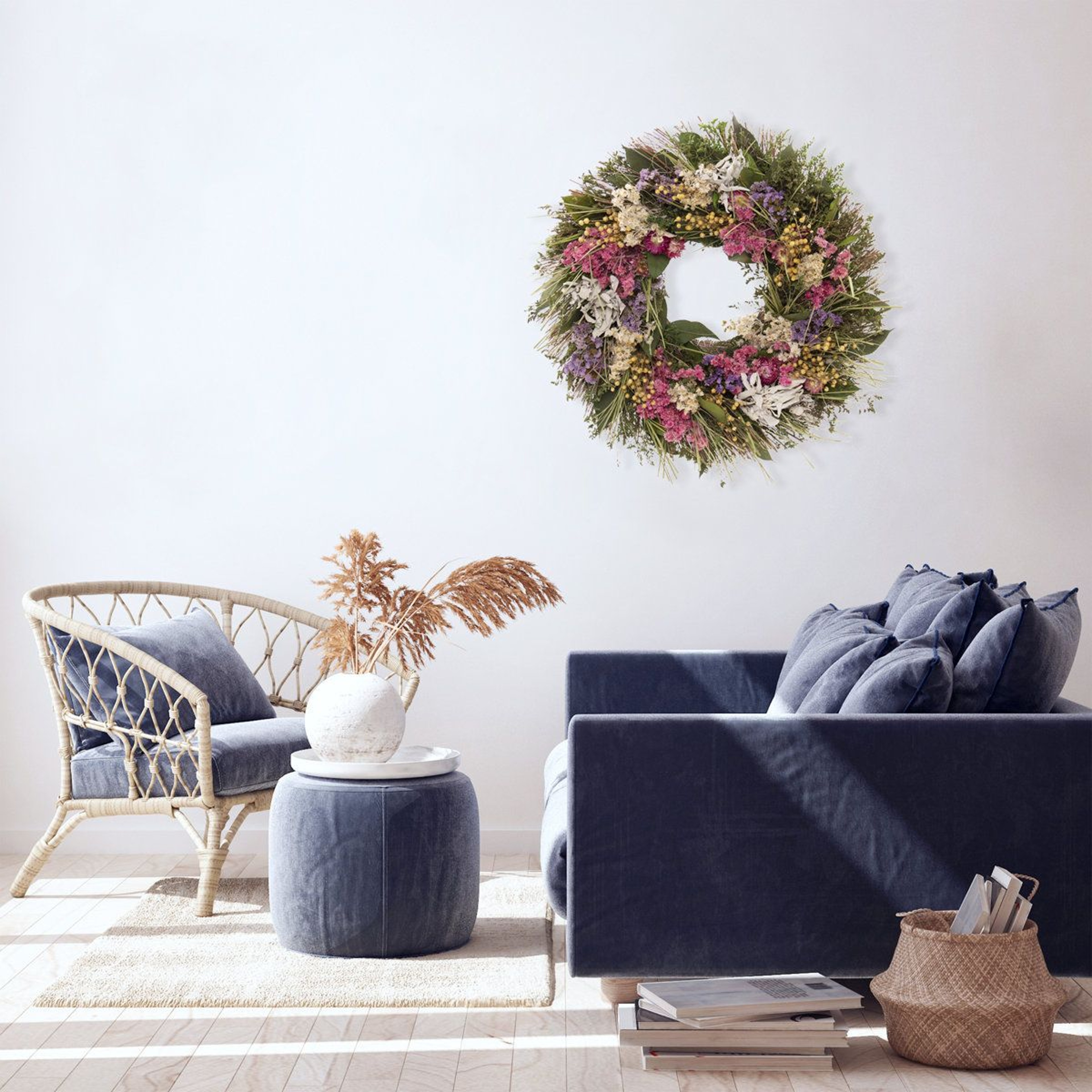 Handmade Dried Sage And Eucalyptus Wreath 19 Inch Spring Floral Wall Decor 2
