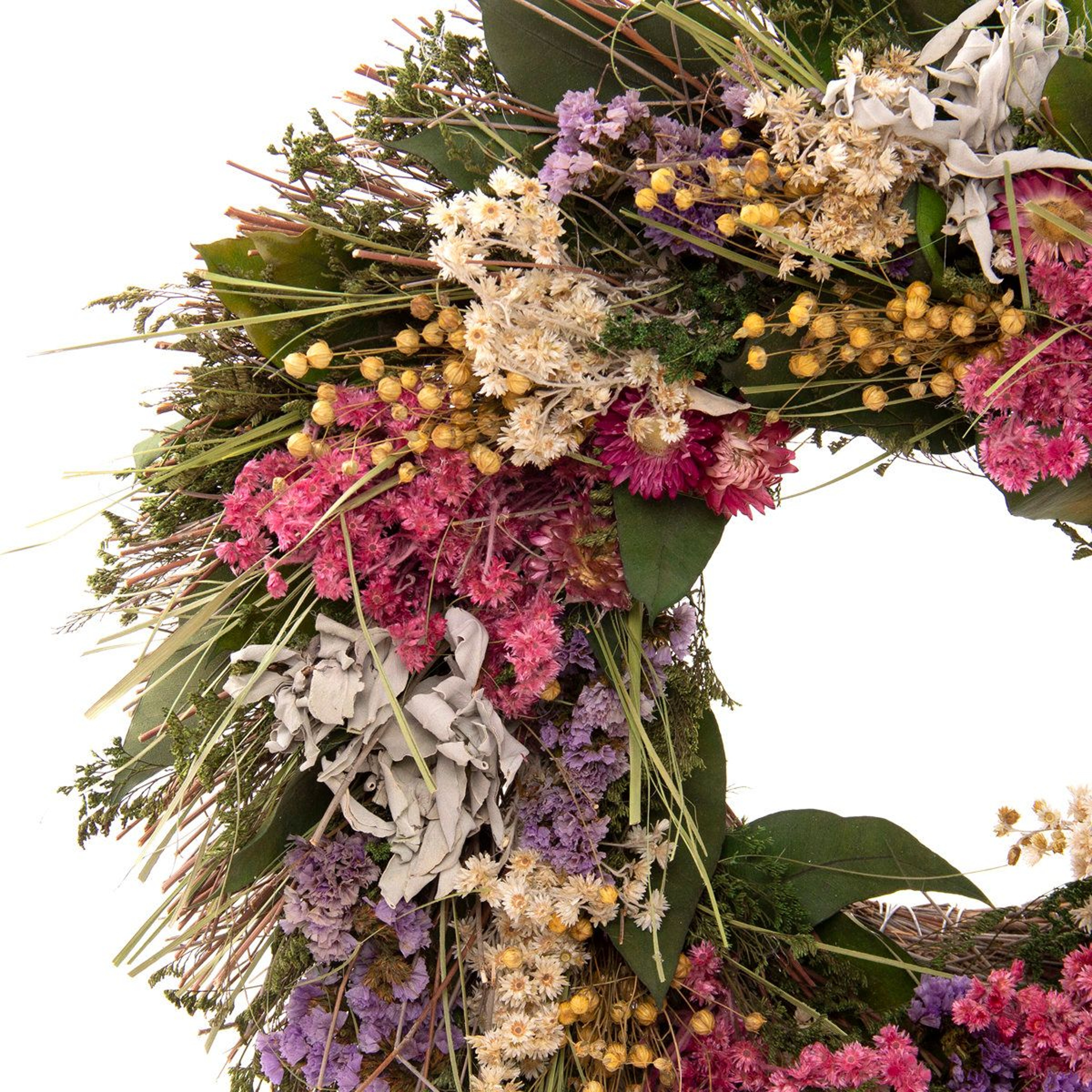 Handmade Dried Sage And Eucalyptus Wreath 19 Inch Spring Floral Wall Decor 3