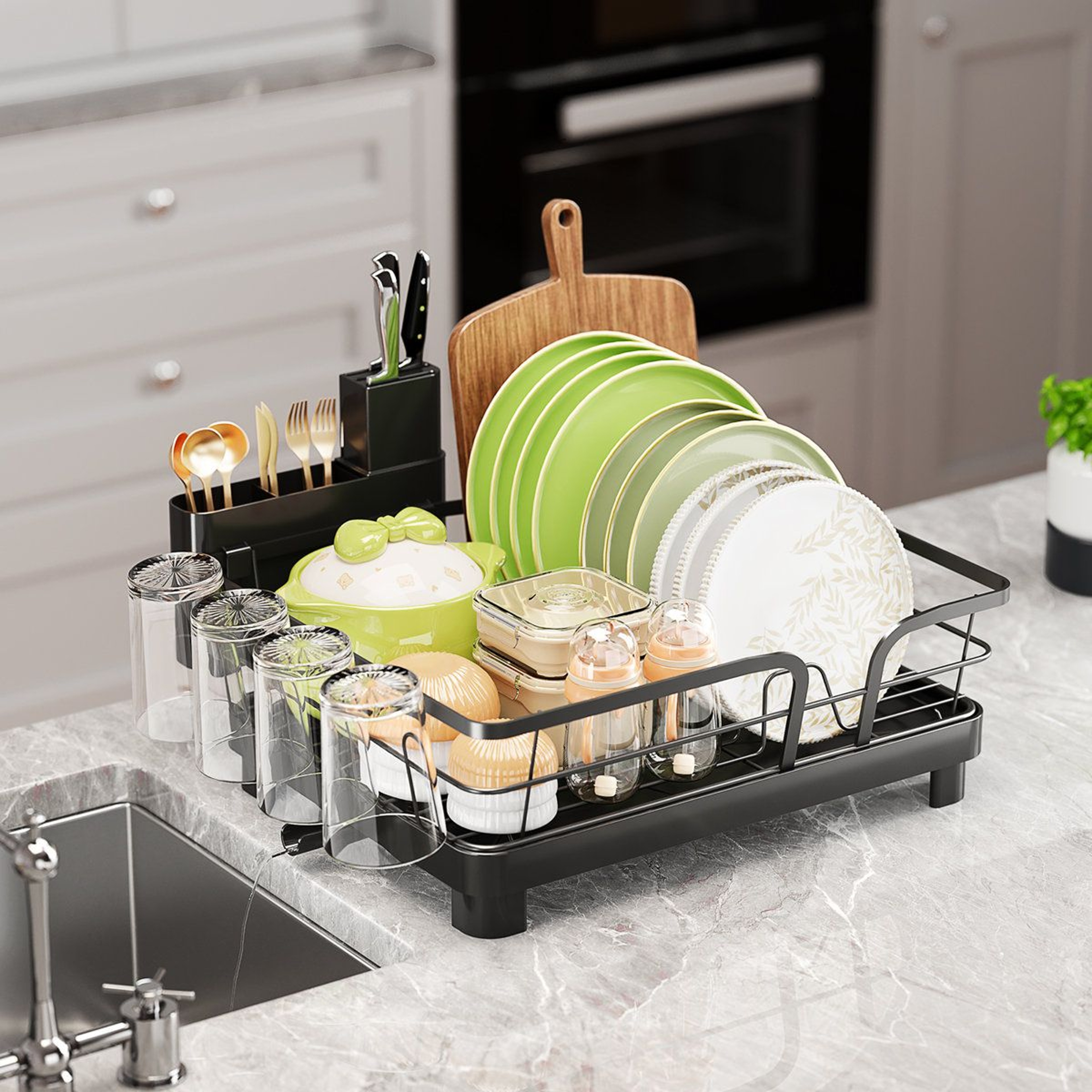 Multifunctional Dish Drying Rack Space Saving Kitchen Counter Organizer And HeavyDuty Plate Drainer 8