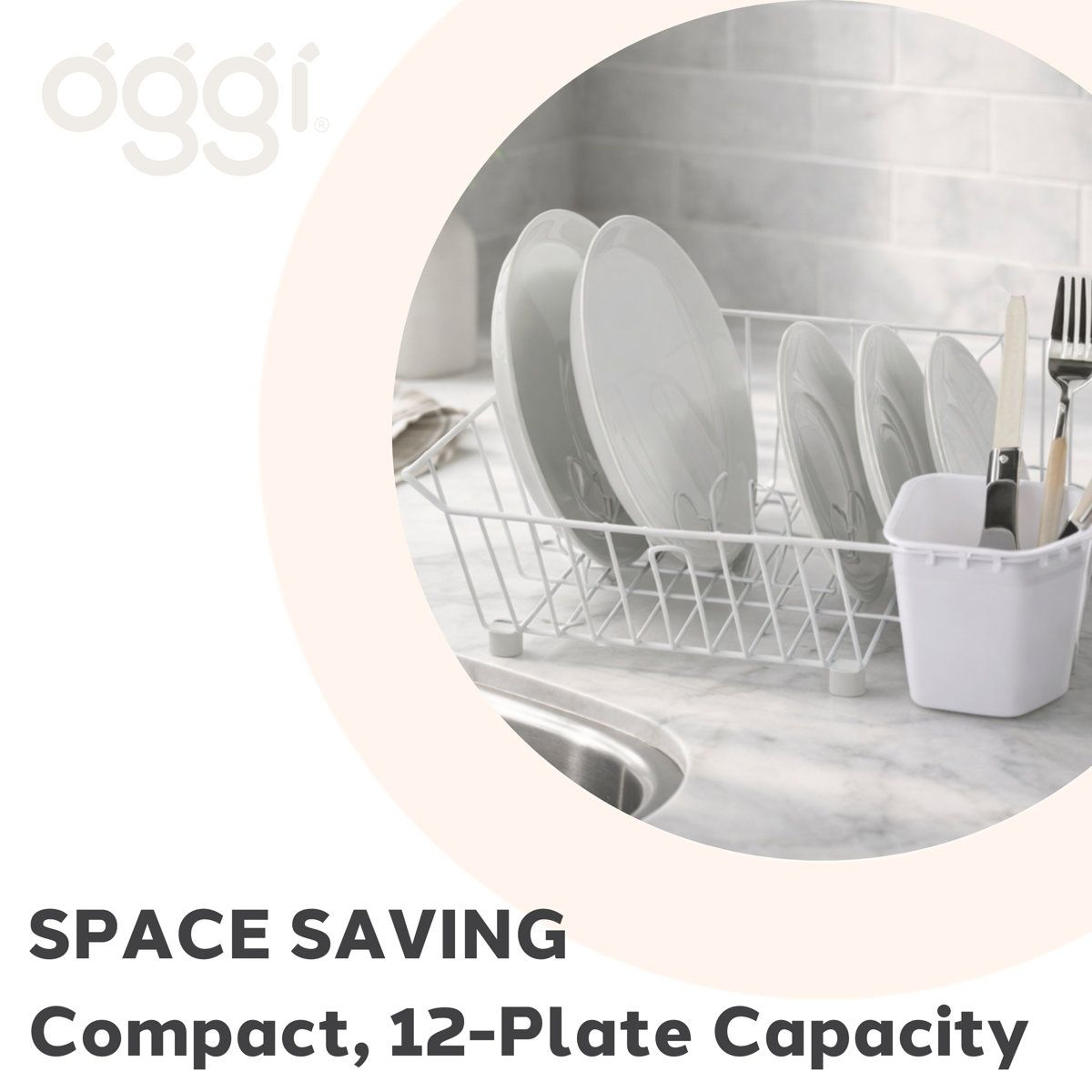 Compact White Metal Dish Drying Rack With Utensil Caddy SpaceSaving Kitchen Countertop Dish Drainer 3