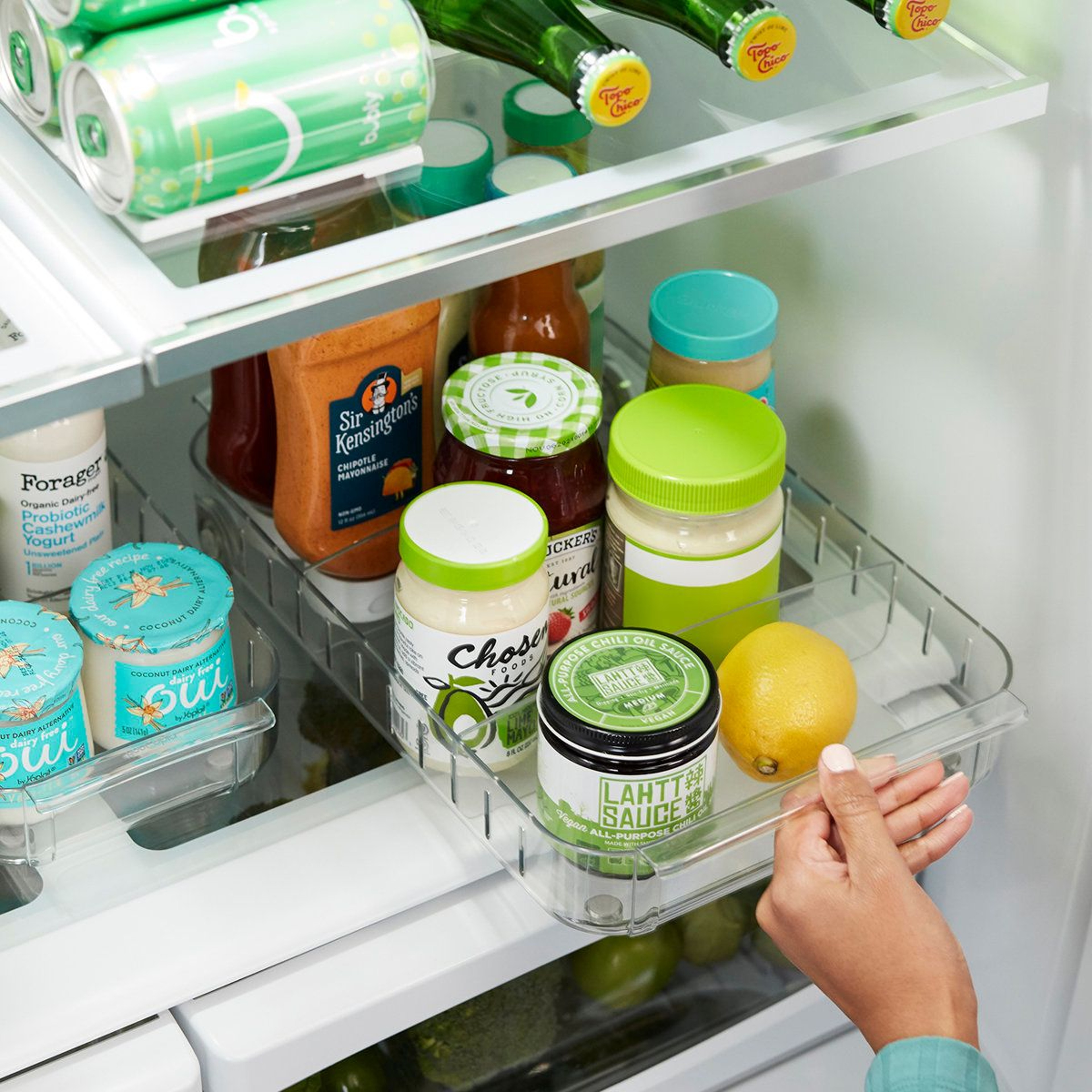 RollOut Rolling Fridge Caddy Adjustable Fridge Organizer  Refrigerator Storage Bin 9 X 15 4