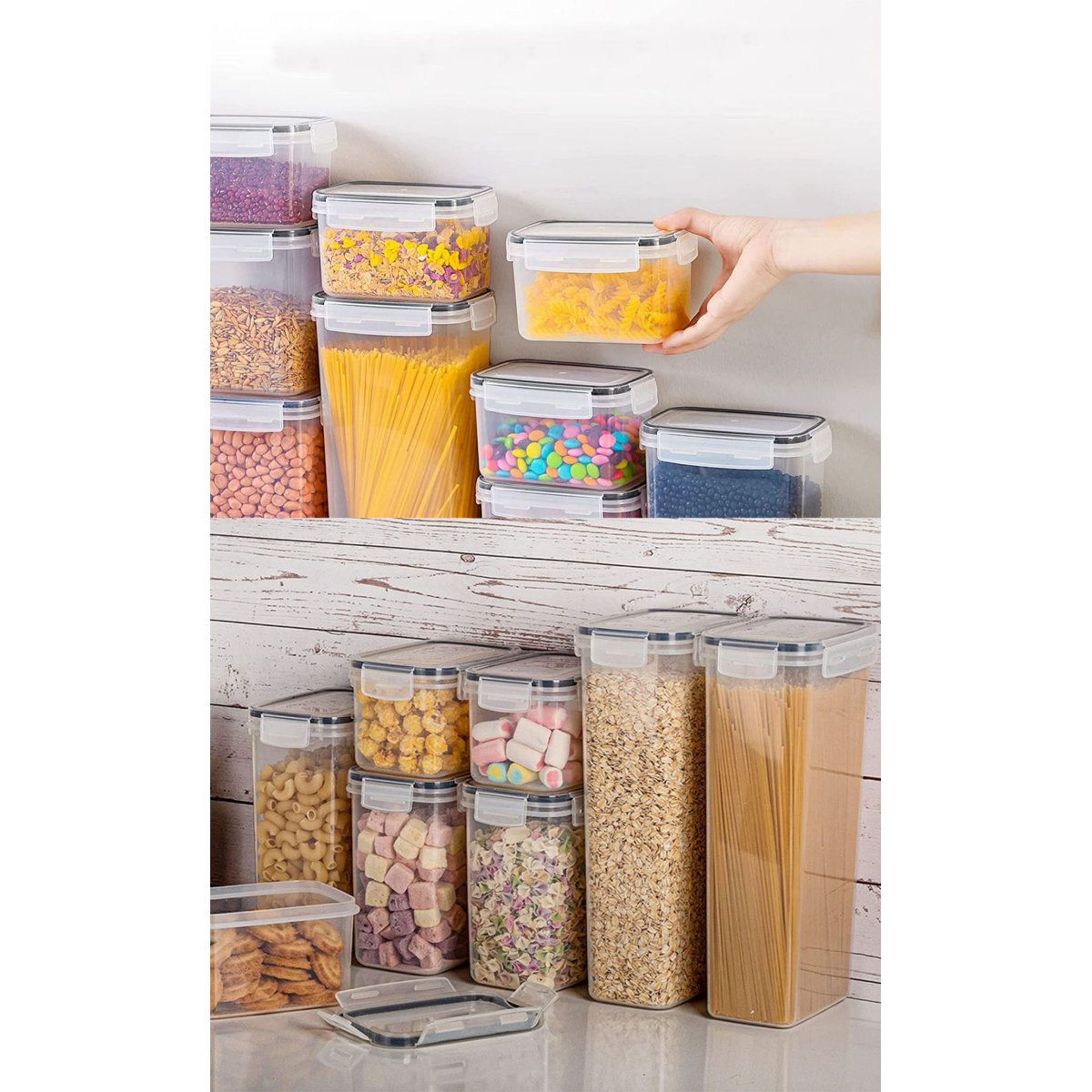 24 Piece Airtight Food Storage Container Set Stackable Pantry Organization 6