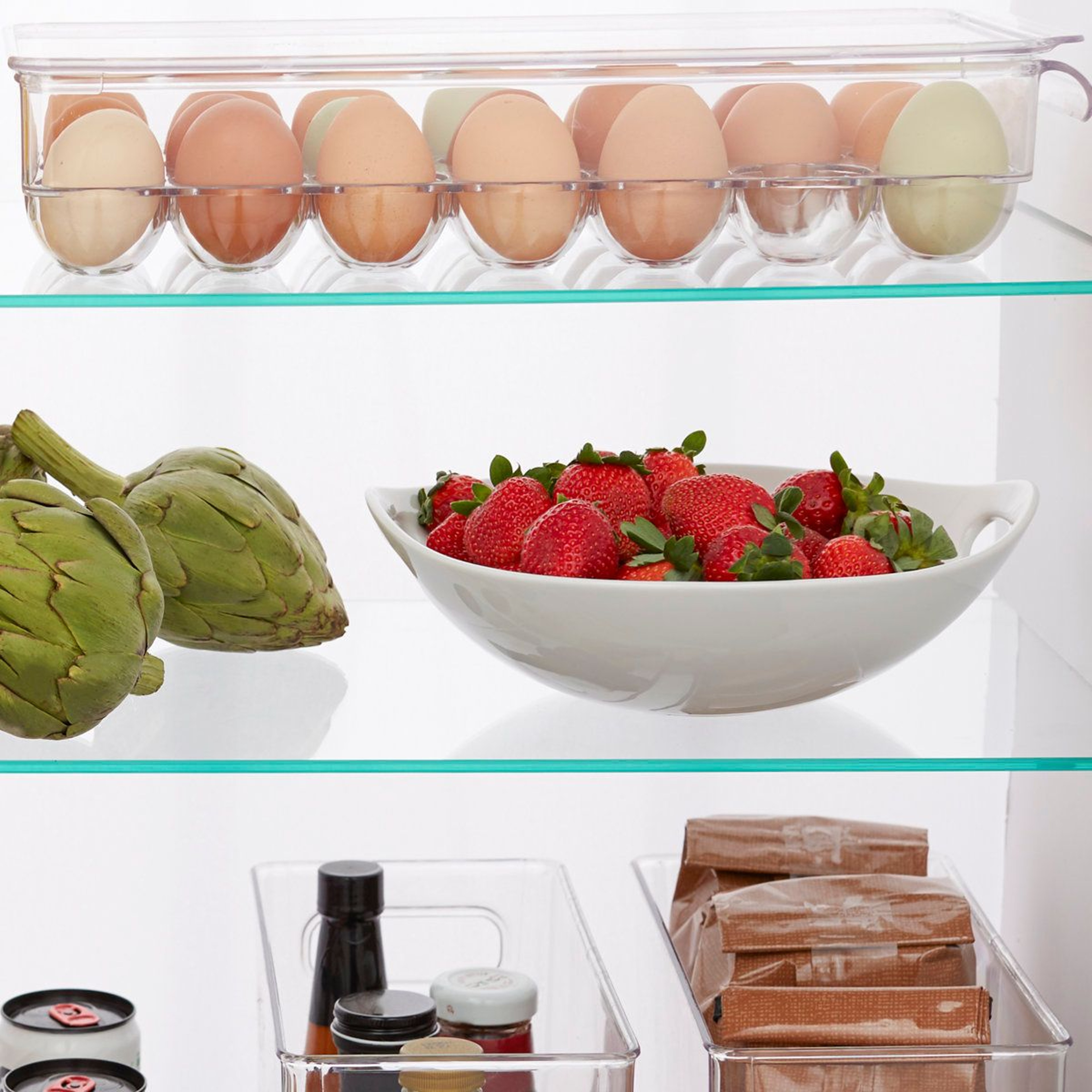Clear Fridge Egg Storage Organizer With Front Handle 2