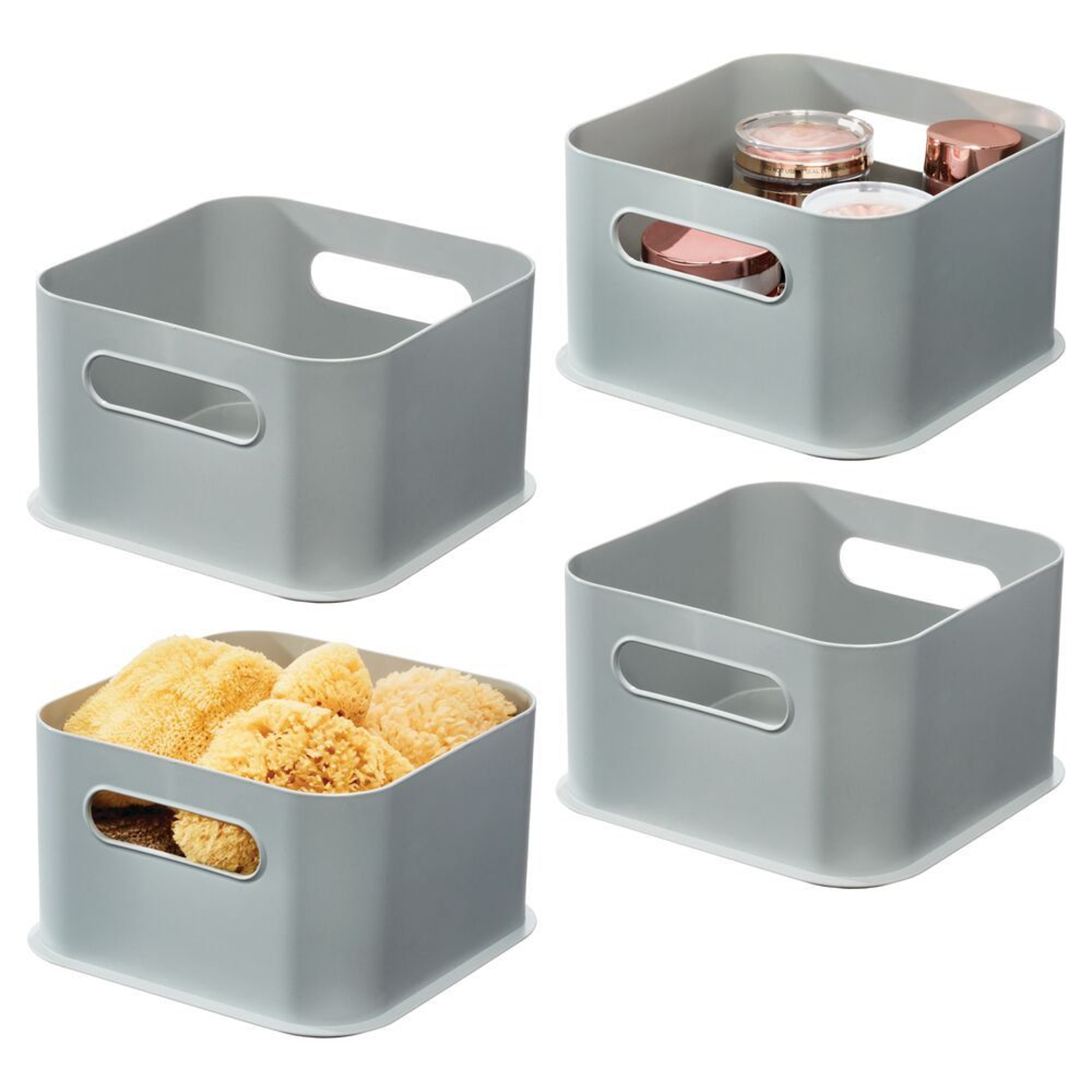 Stackable Plastic Storage Bins With Handles  Set Of 4 0