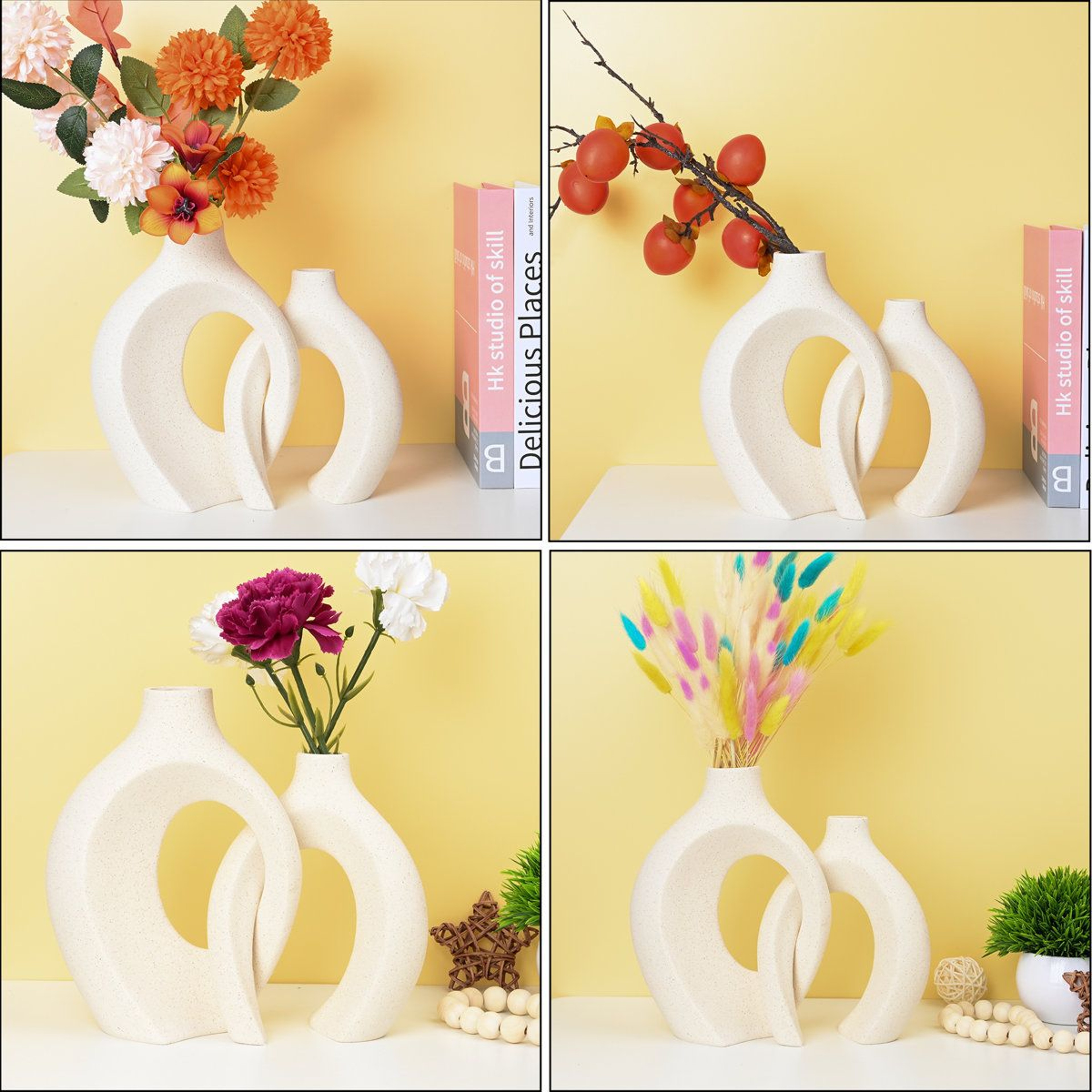 Christiam 2 Piece Modern Ceramic Vase Set Handmade Snuggling Boho Vases For Home Decor 3