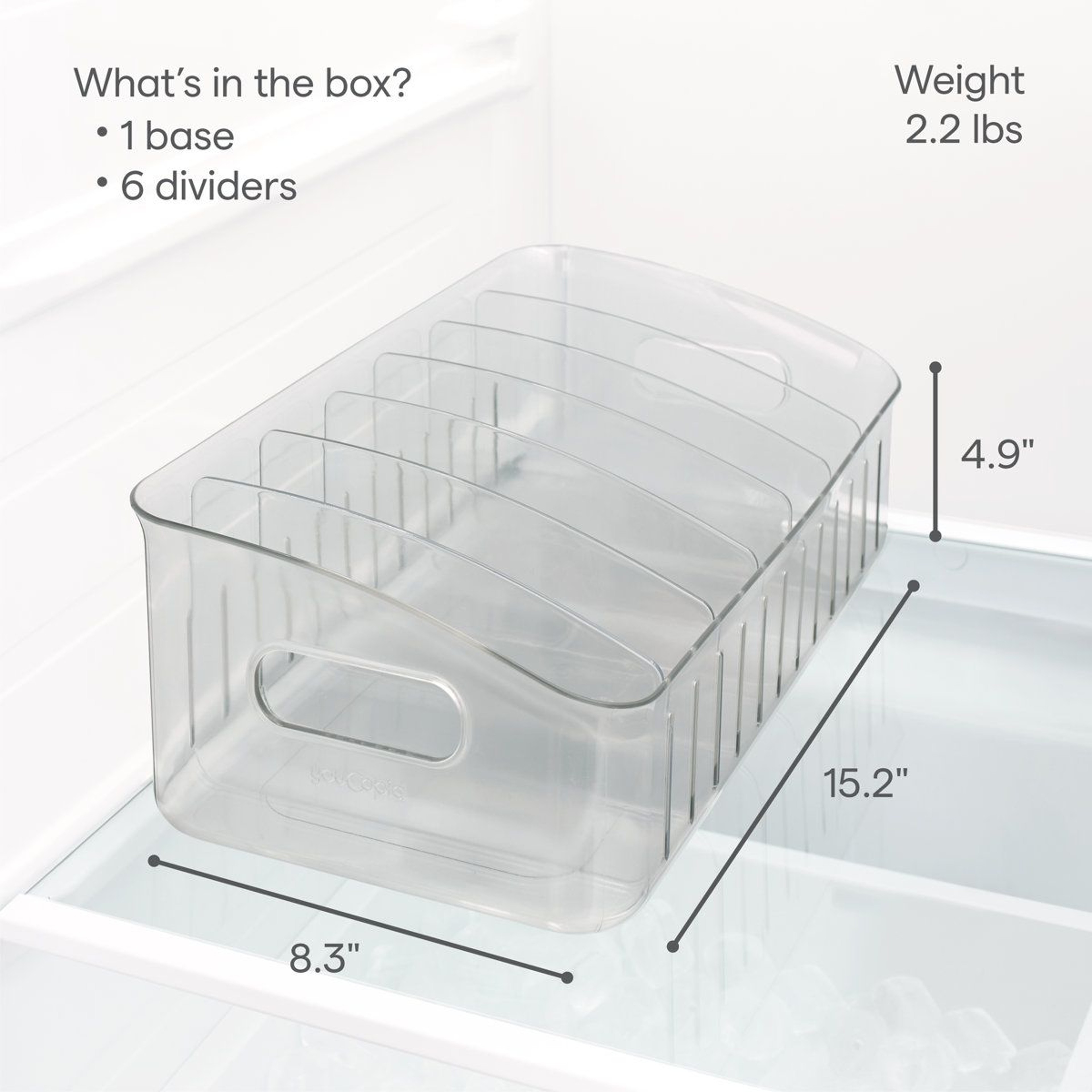 15 Inch Freezer Organizer Bin With Adjustable Dividers For Frozen Food Storage 1