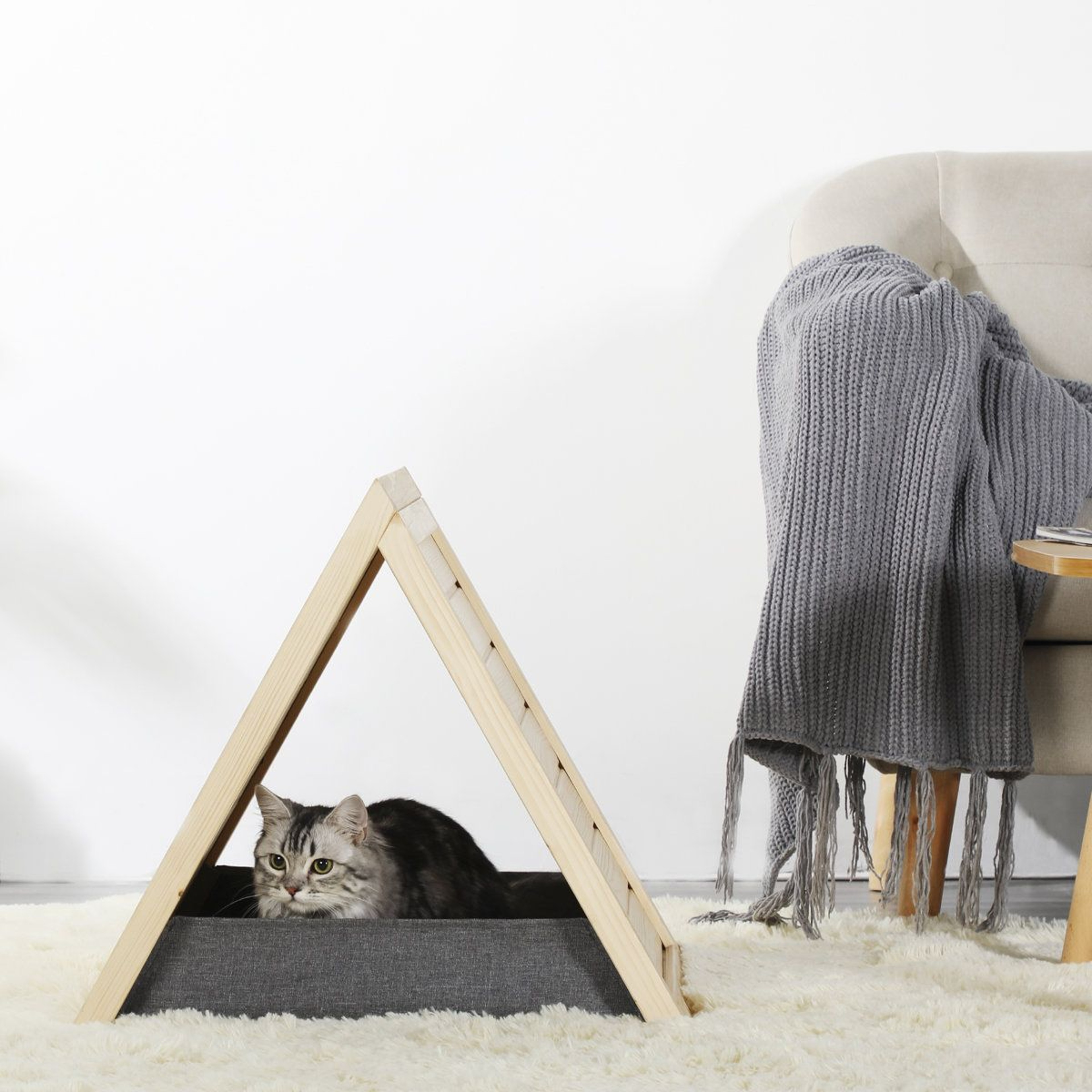 Portable Cat House Foldable Cat Scratcher Lounge  Furniture Protector 6